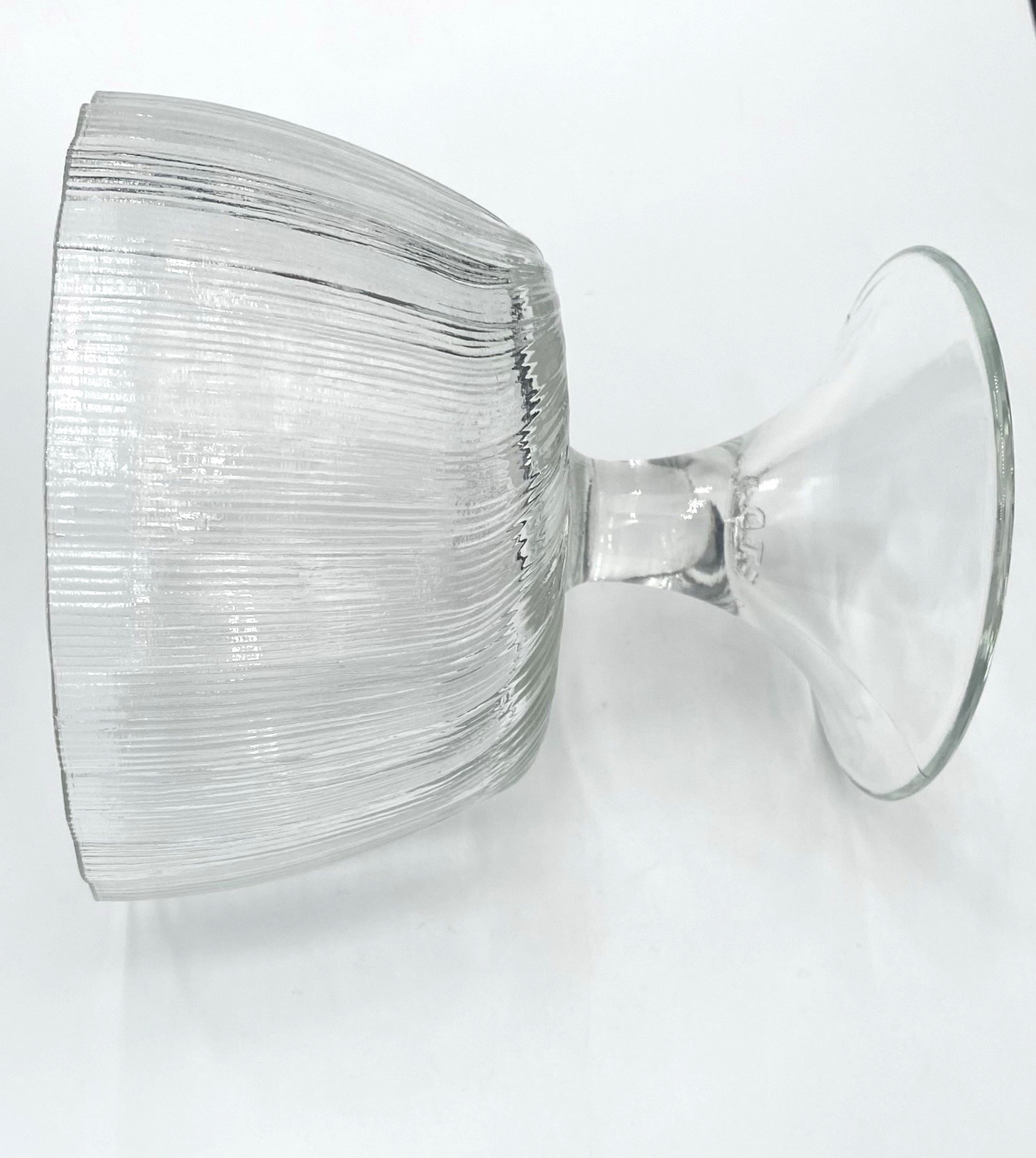 Vintage FTD (USA) Fine-Ribbed Textured Glass Compote, 5.75″, Candy/Dessert/Vase