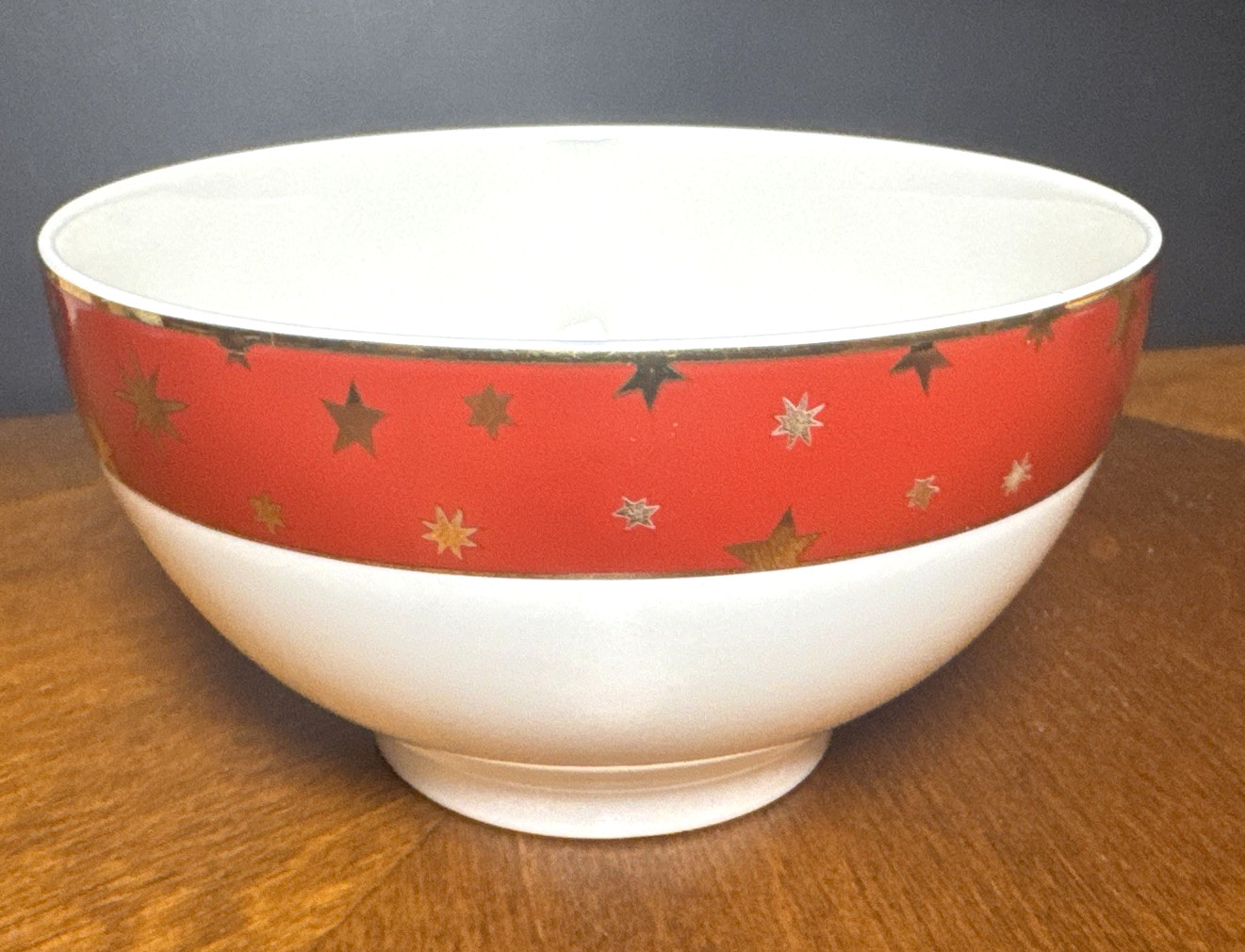 Galaxy by Sakura Red All Purpose Bowls 14K Gold Stars & Trim 5 3/4″ Indonesia