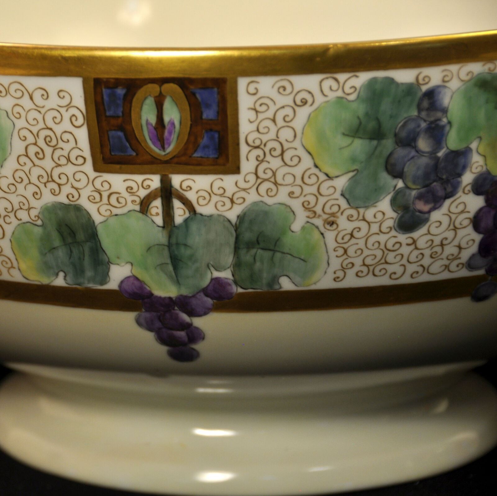 Punch Set Bowl 10 Cups Schachtel Charlottenbrunn Silesia Hand Painted 1899-1918