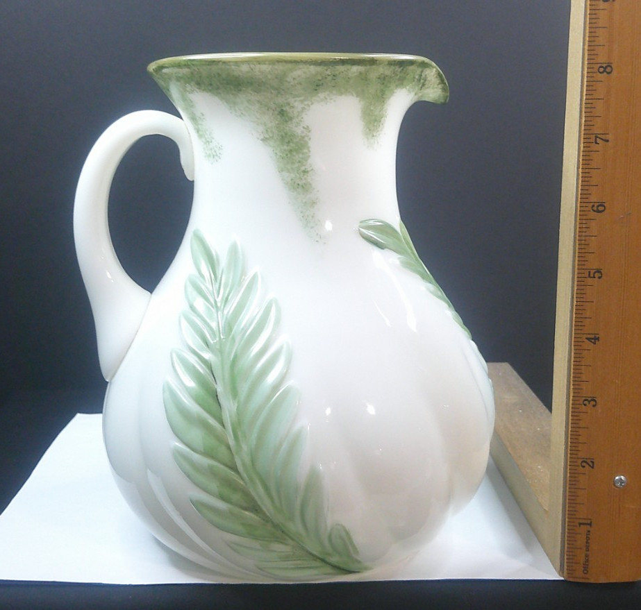 Single Leaf Swirl, Bonita Glass Co, Pitcher & Tumbler, EAPG, c1899, USA, ExCd