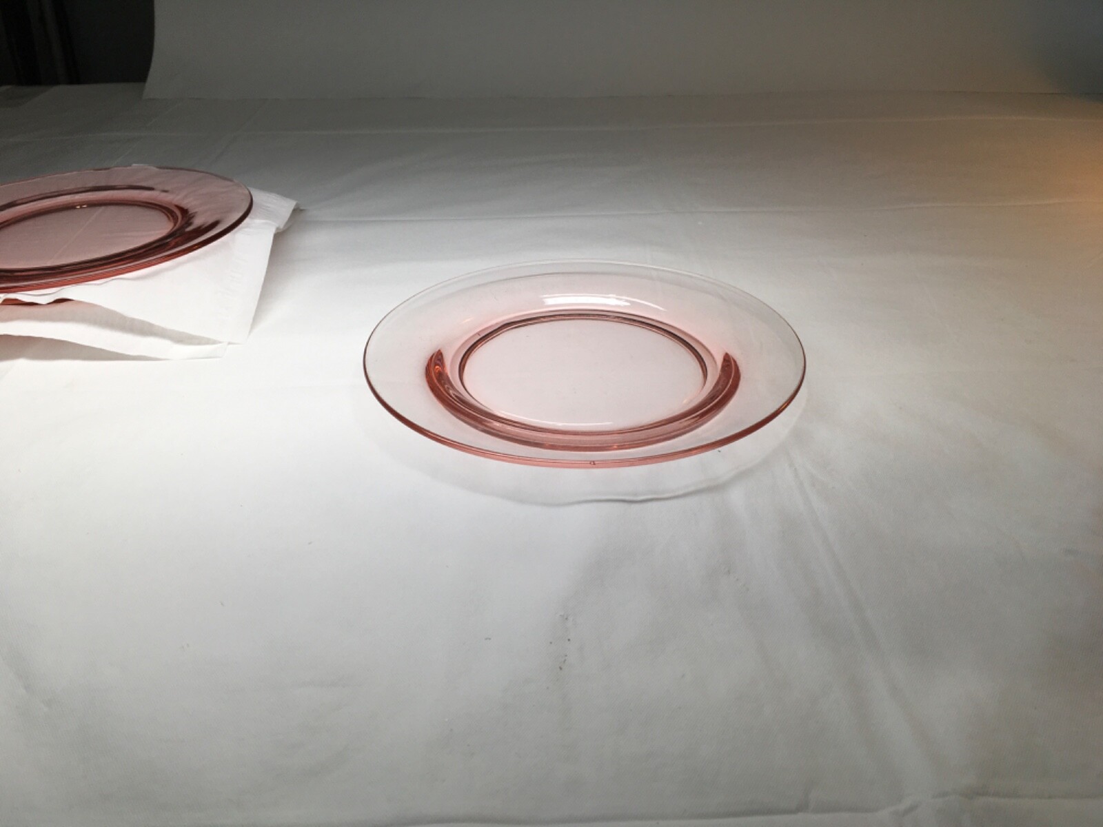 Pink Depression Glass Plates 7-3/4″ Blown Glass Salad Plates Pink Shade Varies 4
