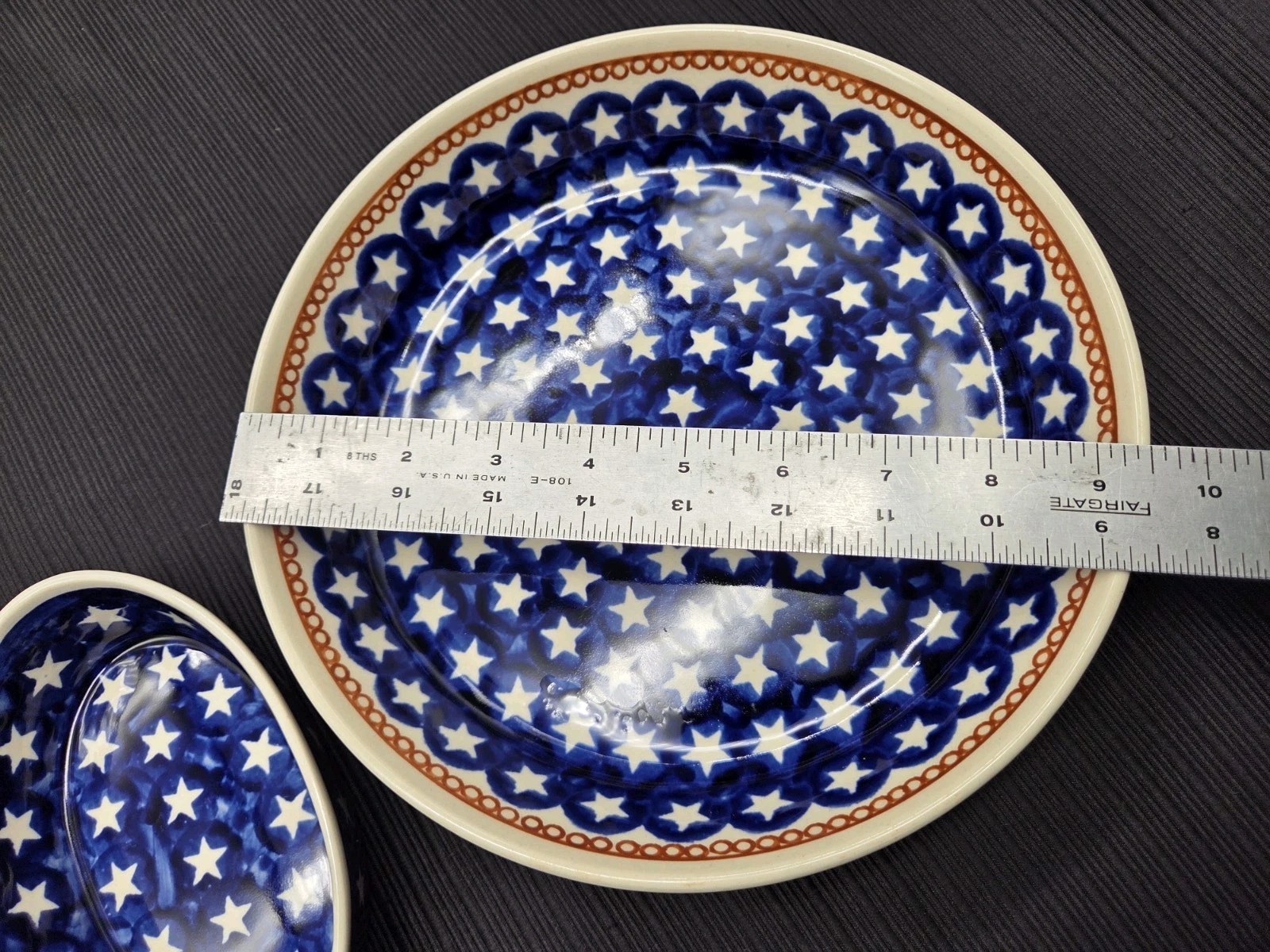 Vintage Boleslawiec Polish Pottery Stars 9.5″ Round Baker + Oval Dish VGC
