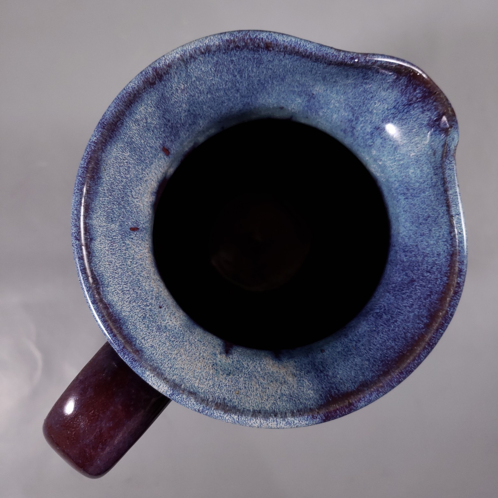 SIGNED Stoneware Purple Blue Drip Glaze Hand Thrown Farmhouse POTTERY PITCHER