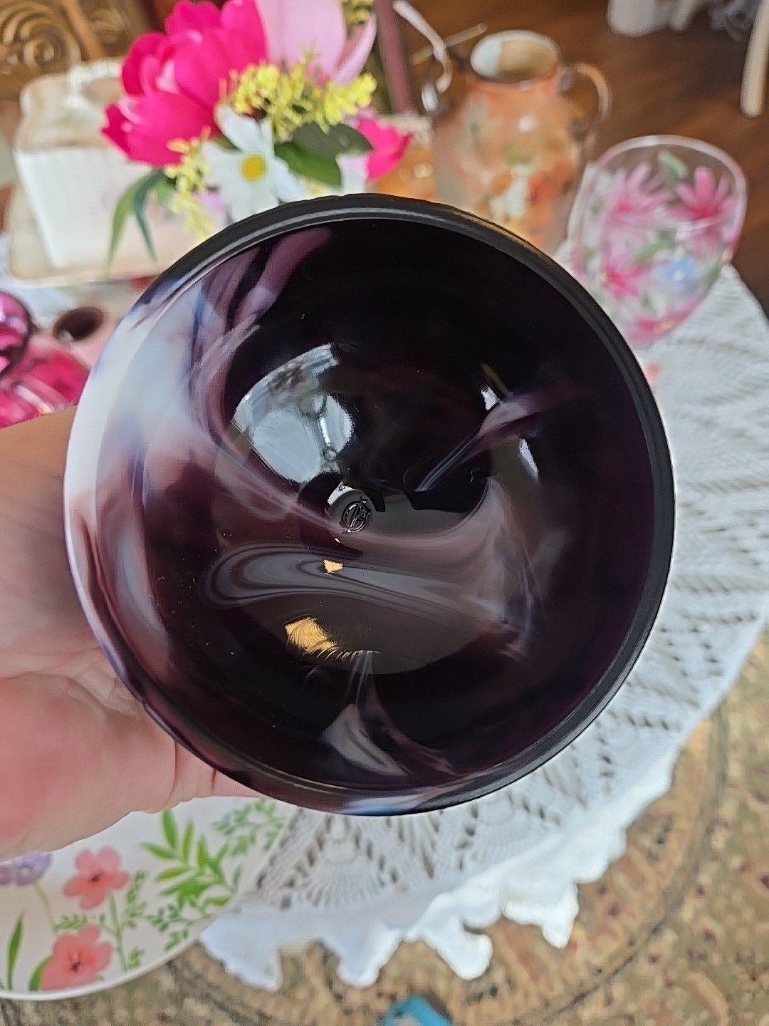 Imperial Vintage Purple Slag Glass Candy Dish Lidded Dish EXC