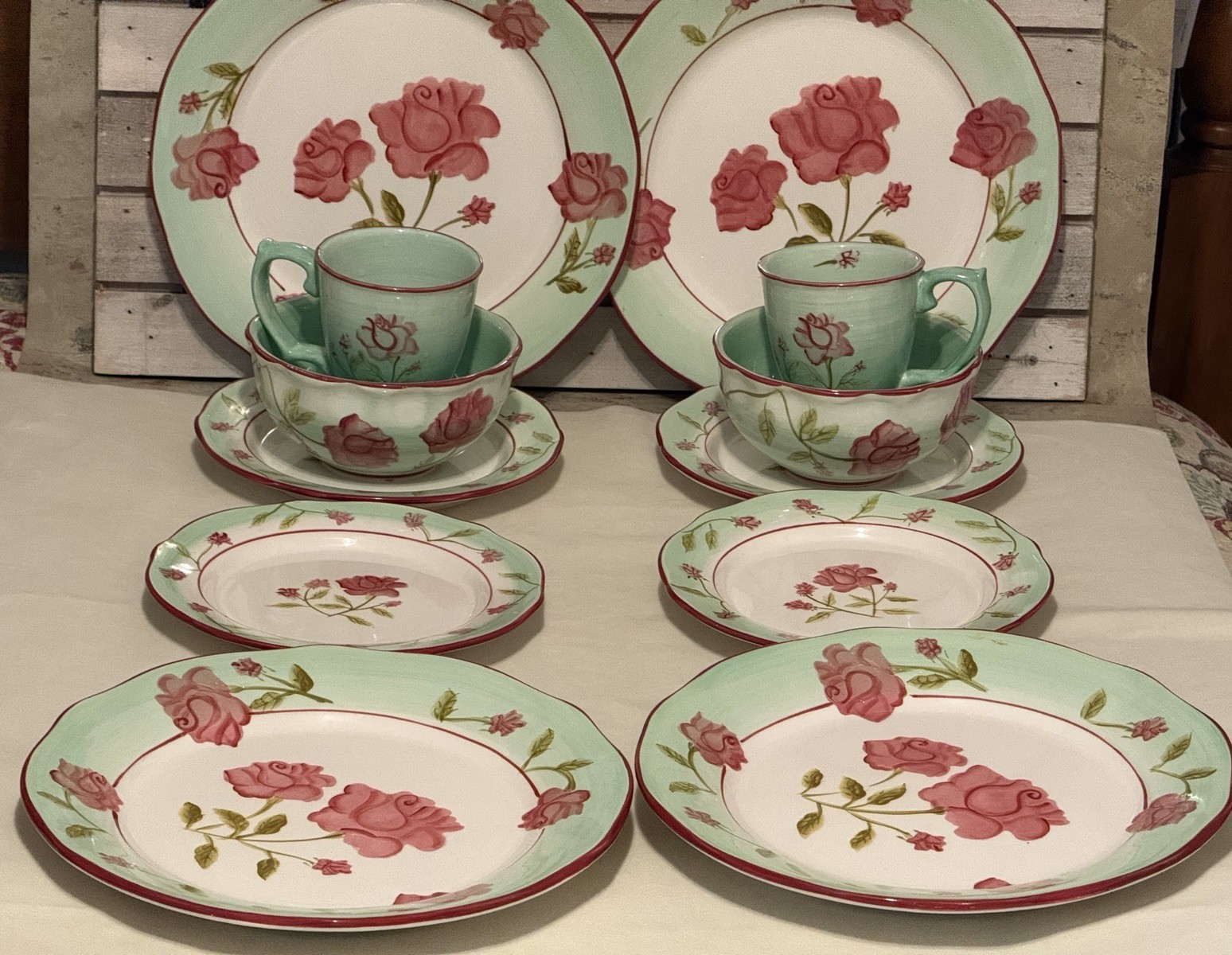 12pc Rose Garden by Canterbury Potteries Toby Pieri design 2 Place Settings Plus