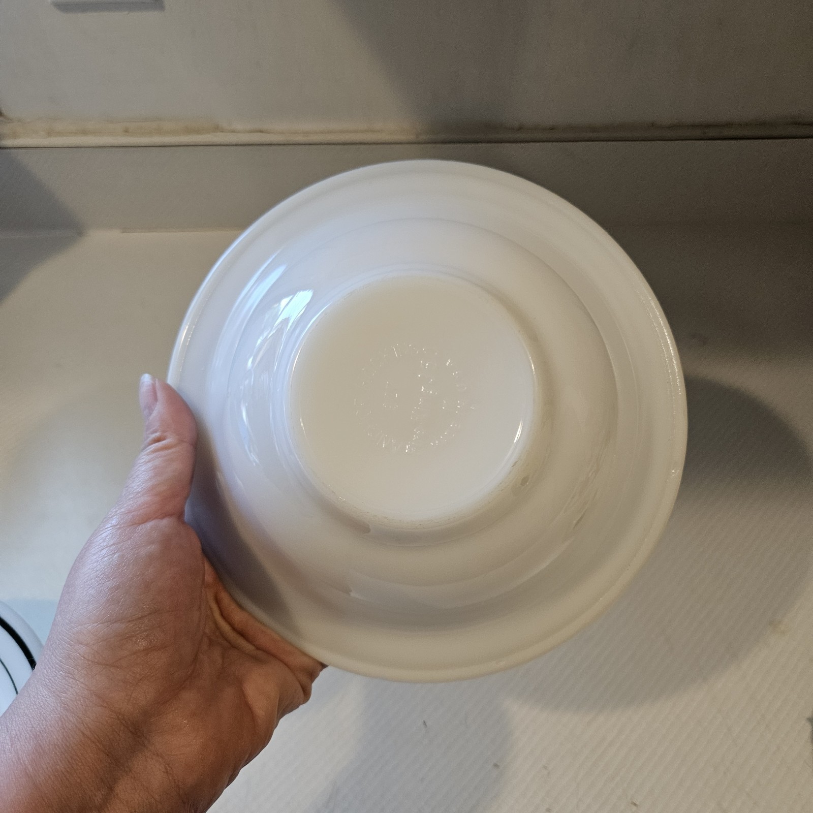 FireKing Dark Green Rimmed Resturant Bowl Swt Of 2