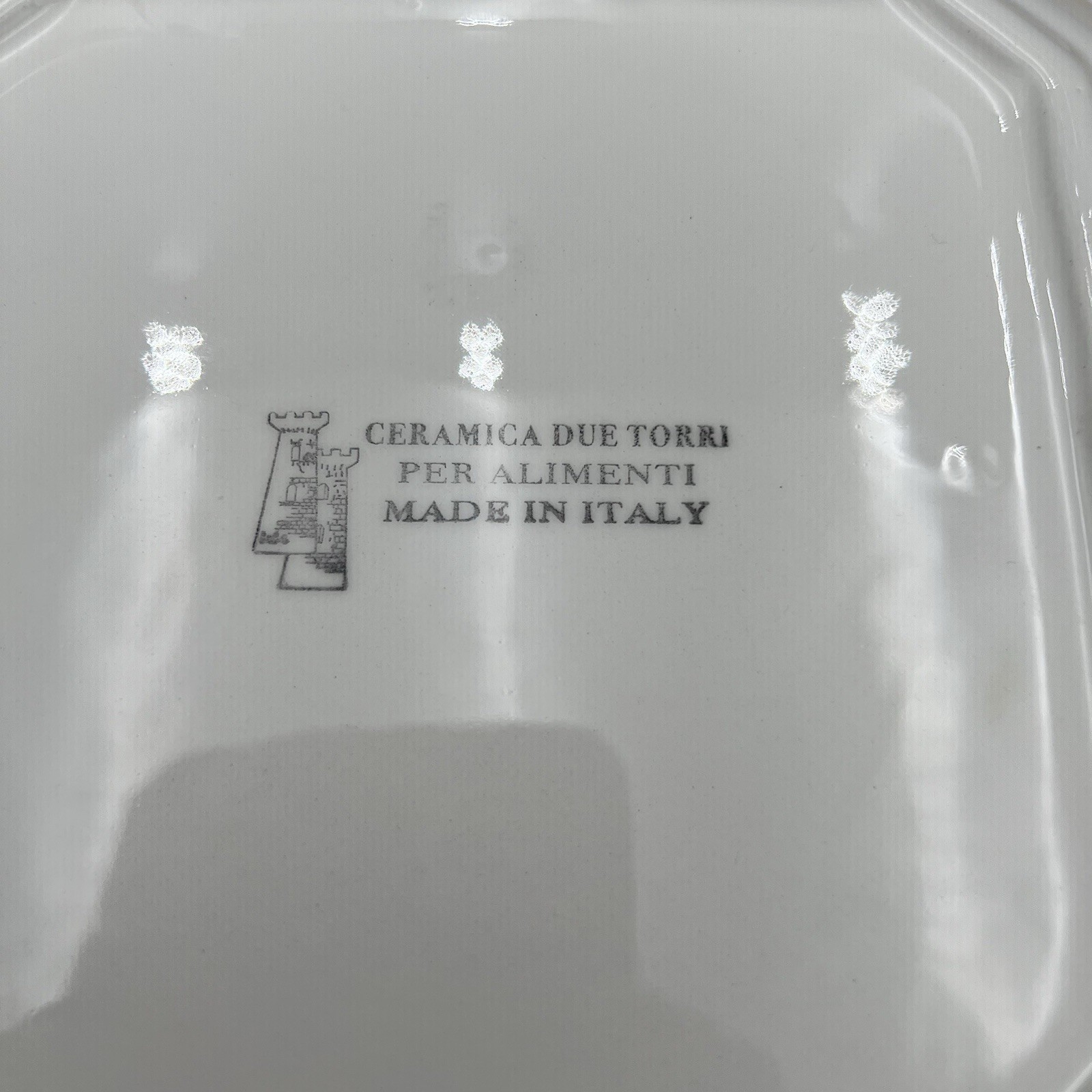 Vintage Ceramica Due Torri Mint Herb Plate Square 9” Italy Set of 2