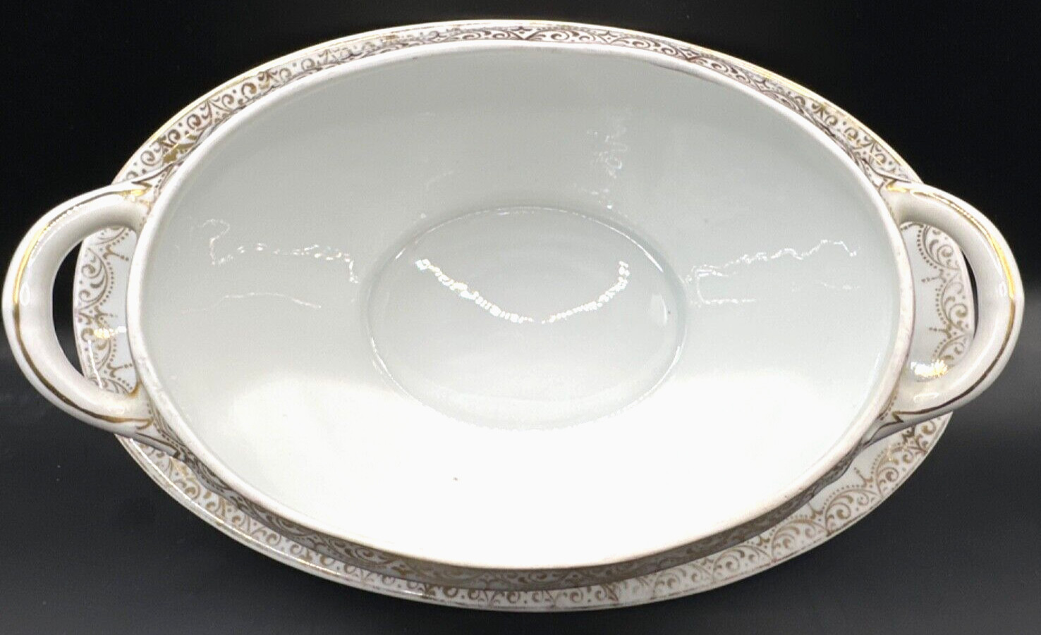 Gravy Boat with Lid Floral Leafs with Golden Design by Z S & CO Bavaria Antique