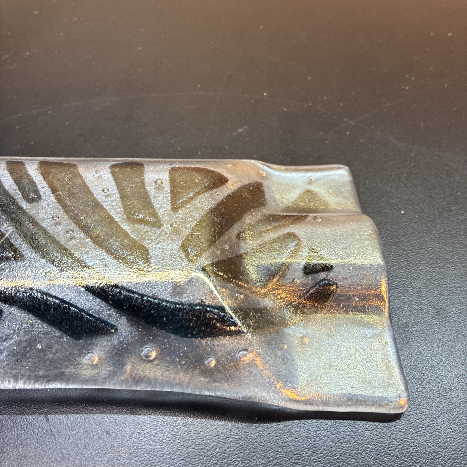 KURT MCVAY SIGNED STUDIO ART GLASS IRIDESCENT DICHROIC FUSED DISH