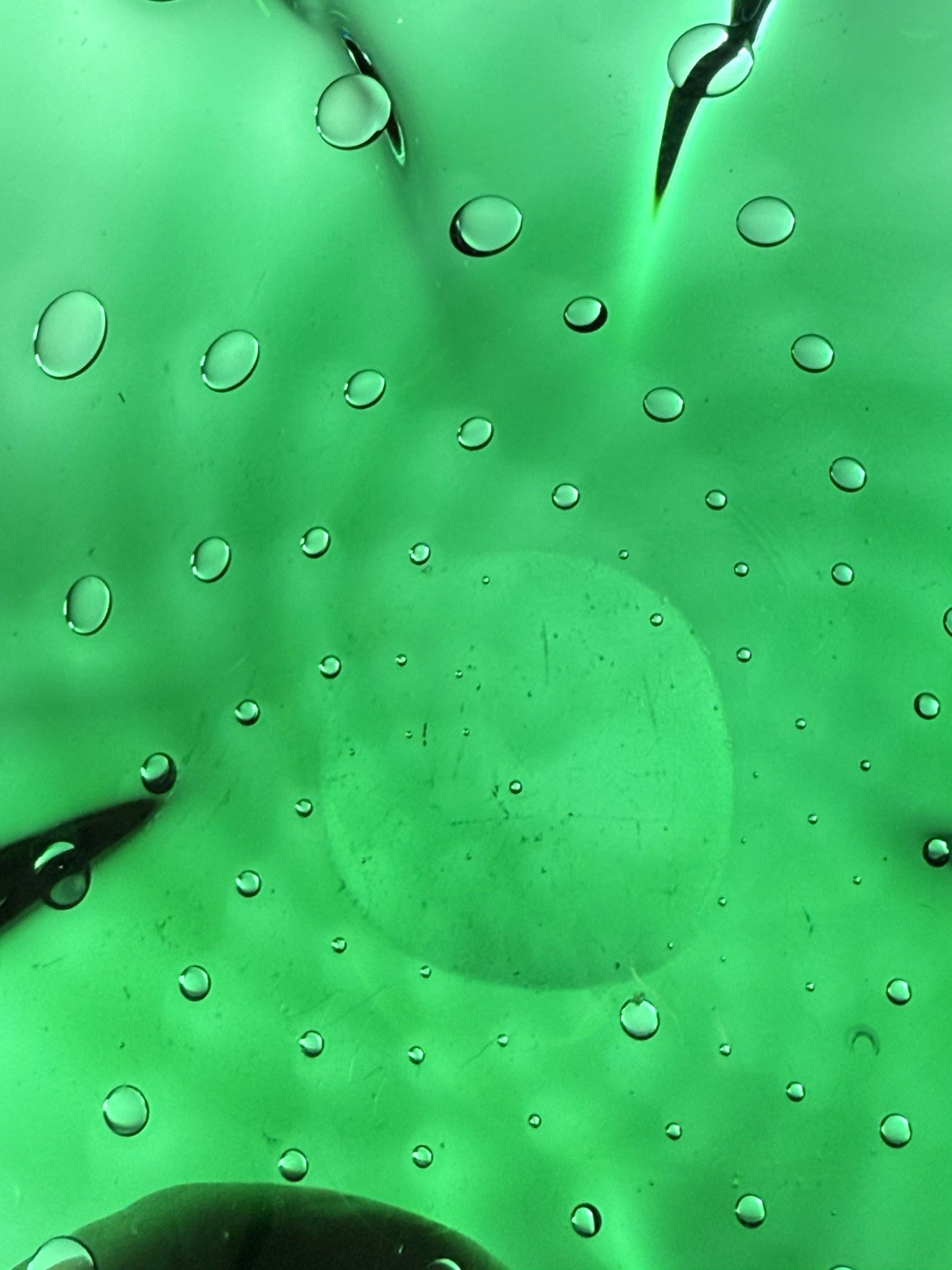 Hand Blown Controlled Bubble Dark Green Thick Glass Decor Bowl