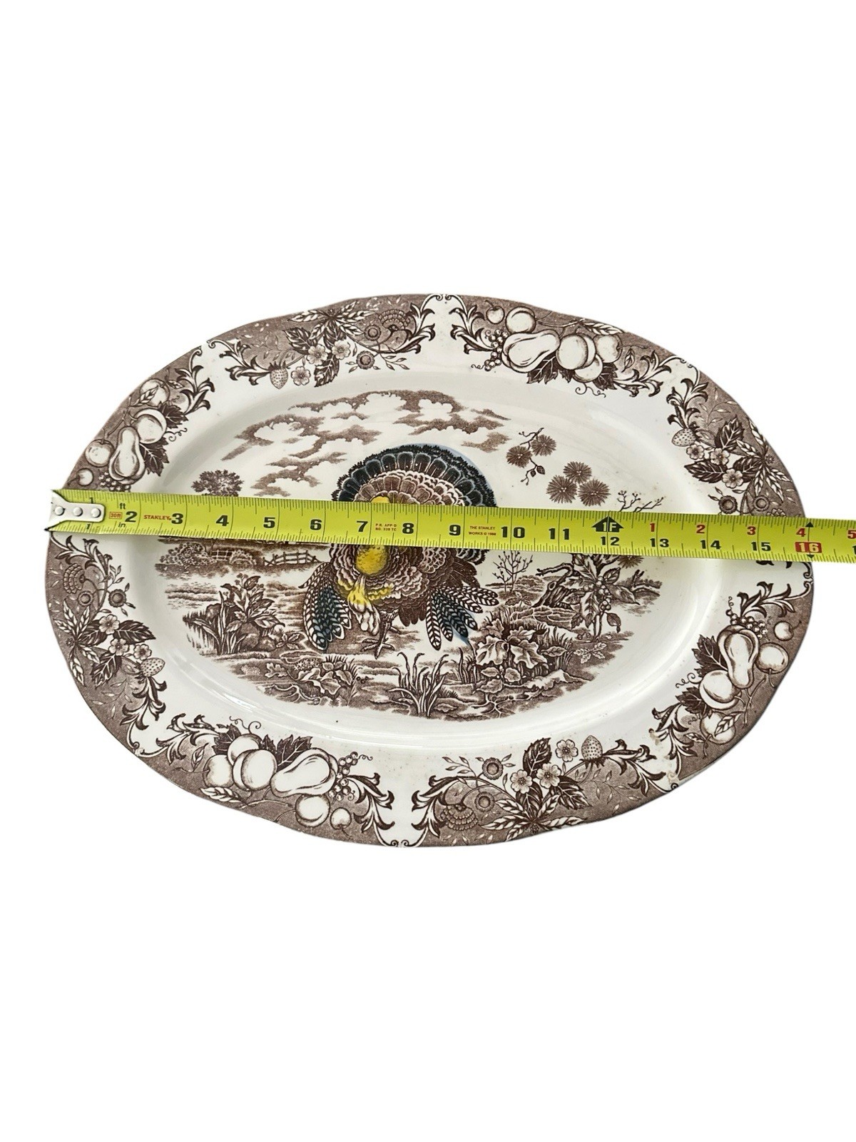 Vintage Japan Turkey Platter Brown Transferware Thanksgiving Serving Tray 18″