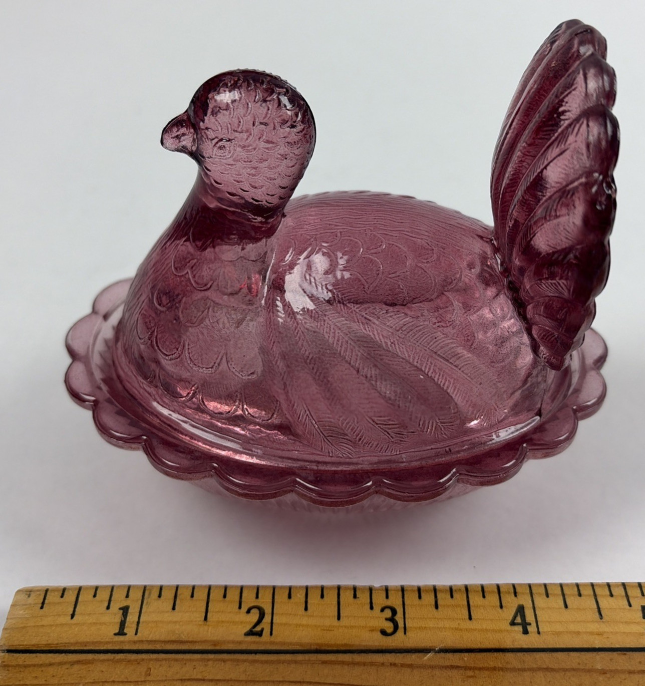 Turkey Bird On Nest Cranberry Indiana Glass Small Candy Dish – 4½” Tall