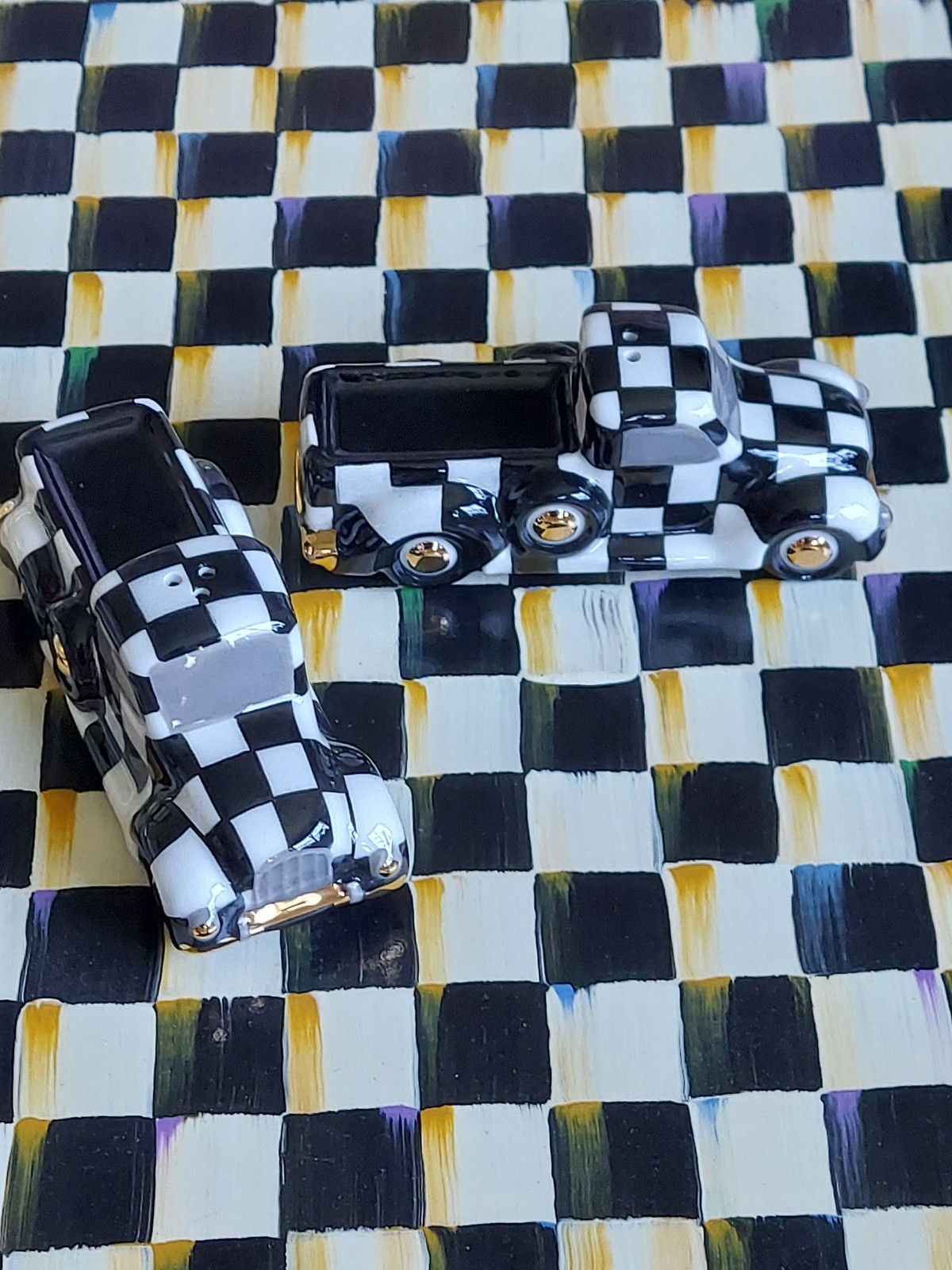 MacKenzie-Childs Courtly Truck Salt And Pepper Shakers