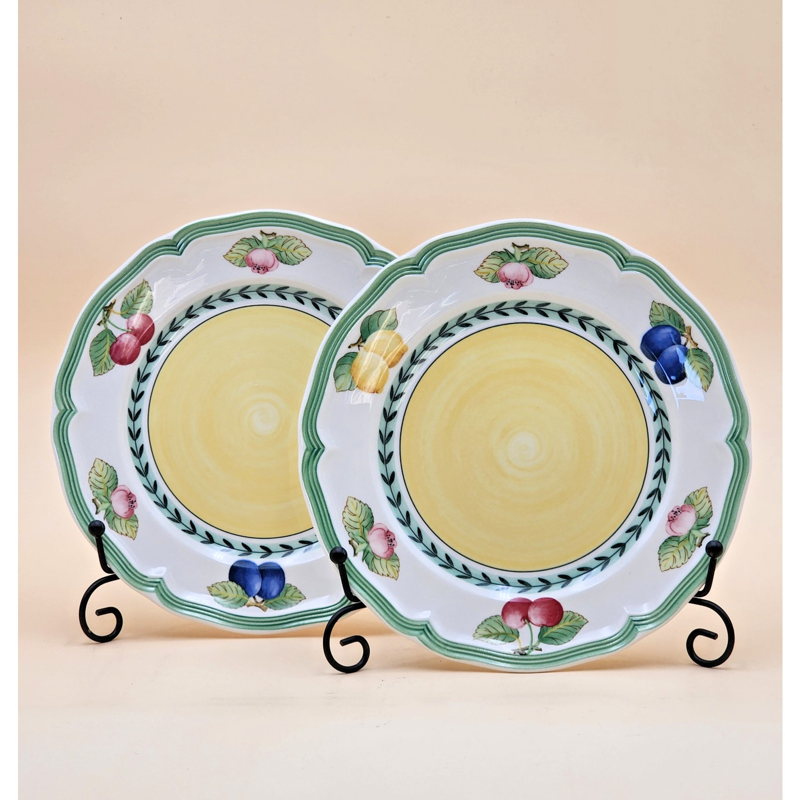 Set 2 Vtg Villeroy & Boch French Garden Fleurence 8″ Bread Butter Salad Plates