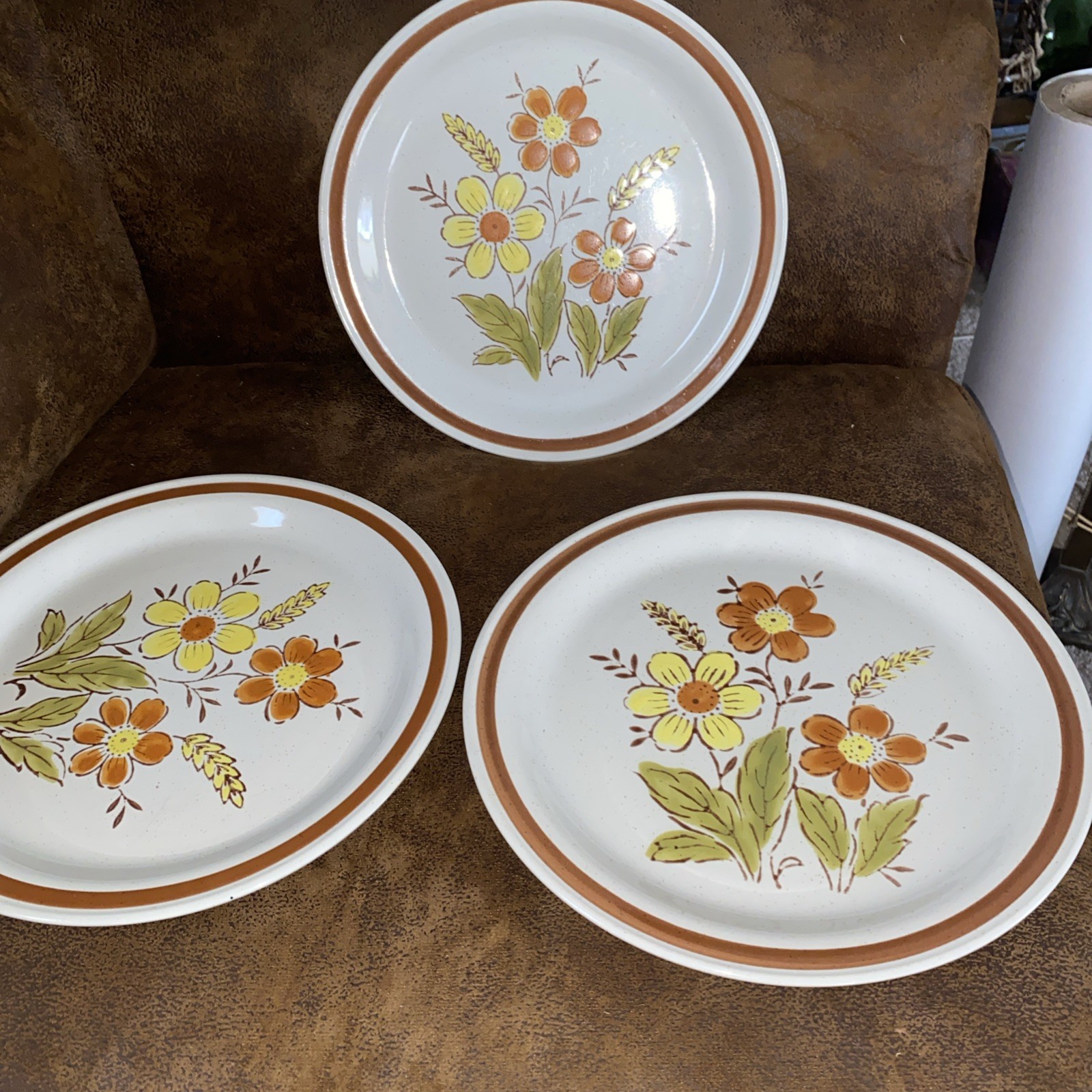Autumn Collection Wheat Flower Stoneware Japan 10.5″ Dinner Plate Lot Of 3