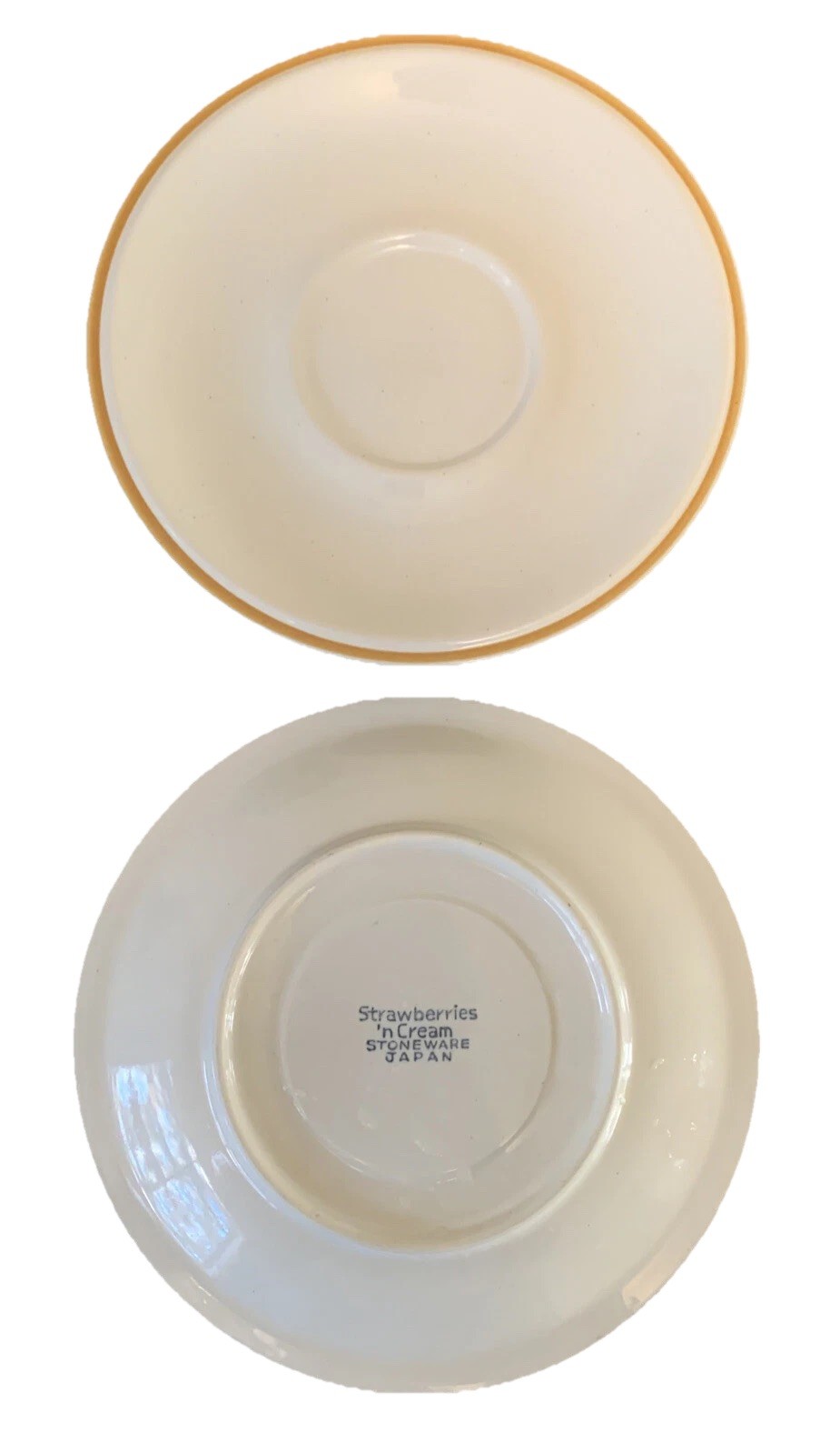 Strawberries ’n Cream Bread Dessert Lot Of 6 Stoneware Plates 6.5 In Vintage EUC