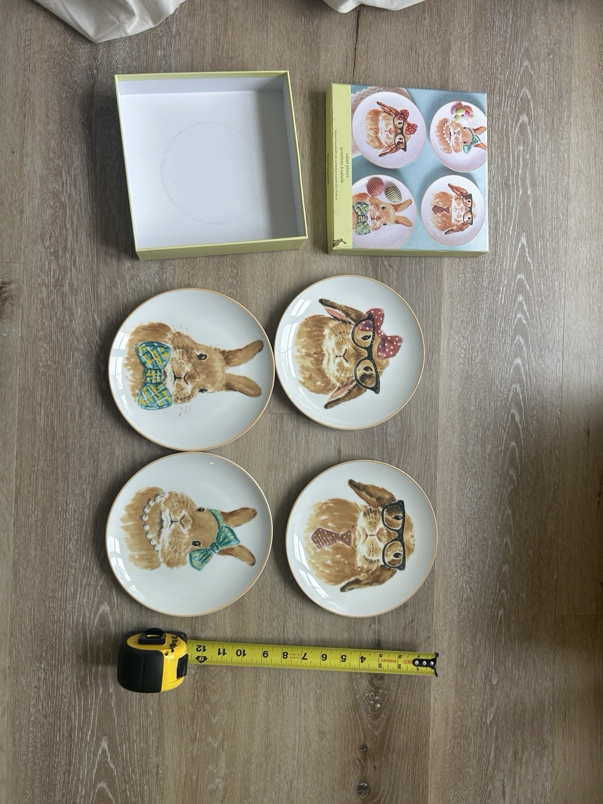 Four Bunny Plates Easter Spring Eight Inches Each Brand New