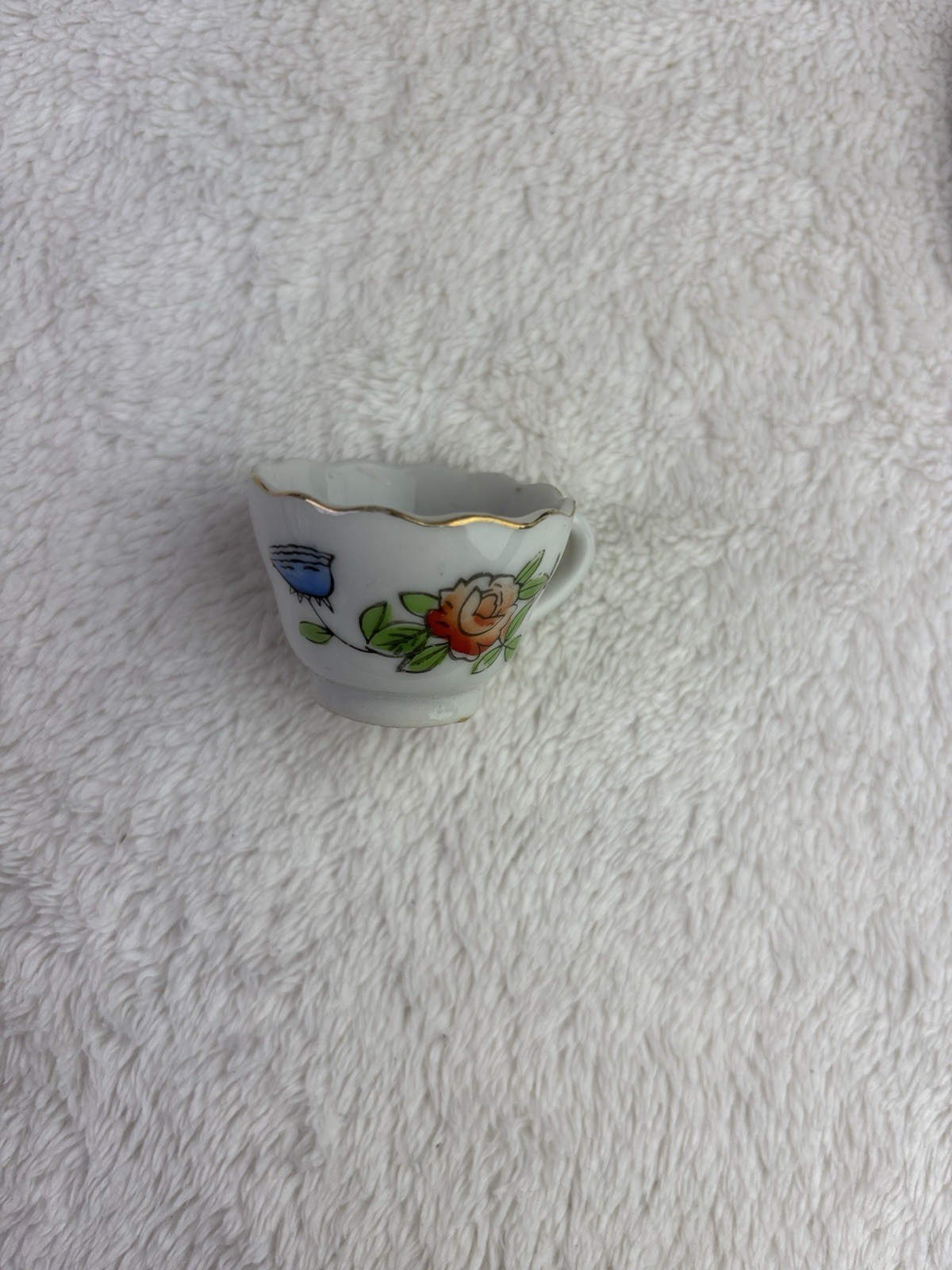 Vintage Tea Set (7) Mini Cup & Saucer Japan Scalloped Hand Painted China