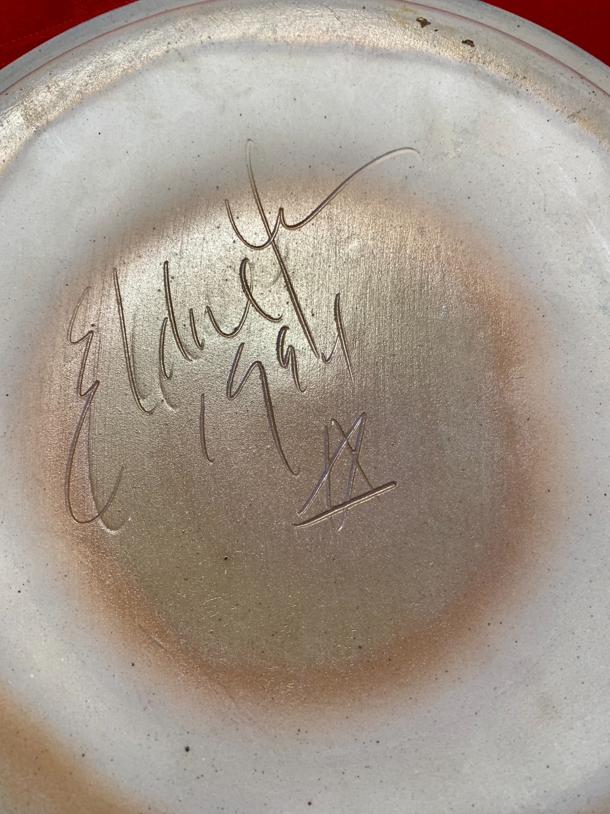 Eldreth Pottery Salt Glaze Leaf /Flower Round Pie Plate 1994 11” x 1 1/4”