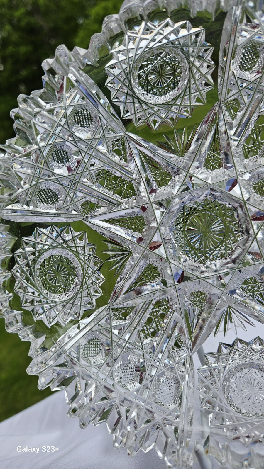 ABP Signed J. Hoare, Pattern Sparkler American Brilliant Cut Glass Small Dish