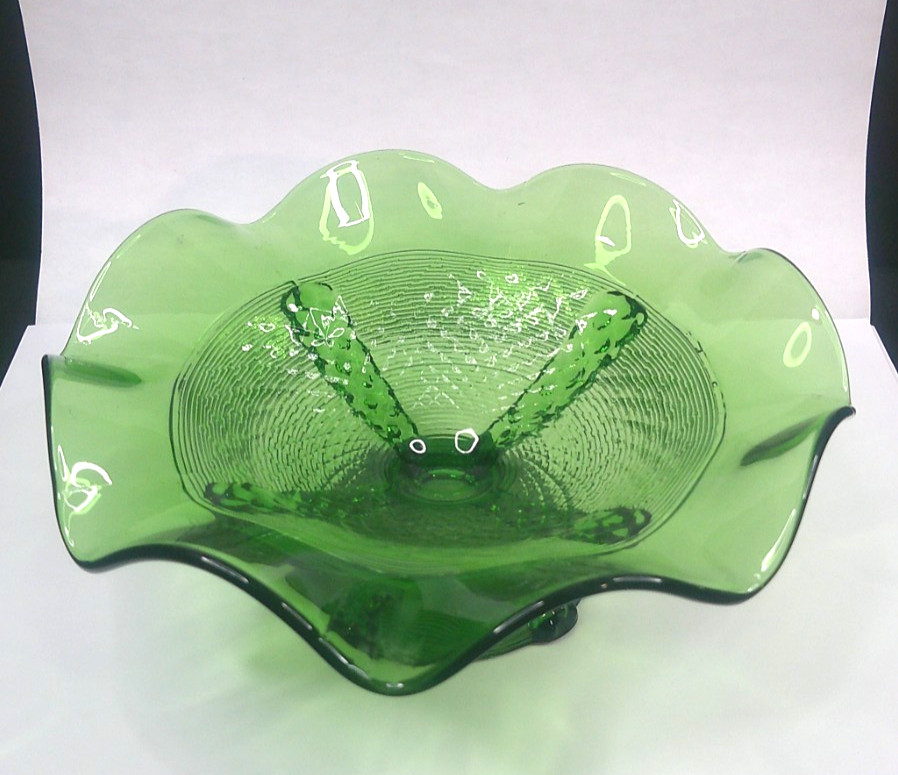 Northwood Glass, Button Panels, Emerald Green, Bowl, EAPG, c 1899, USA, VgCd