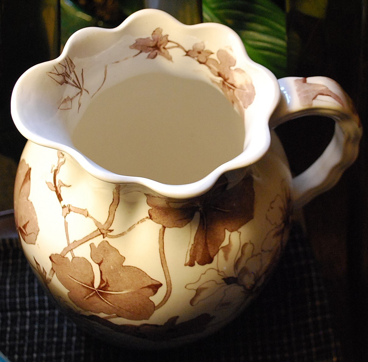 Antique ‘BETA’ Victorian Water Pitcher FURNIVALS IRONSTONE TRANSFERWARE POTTERY