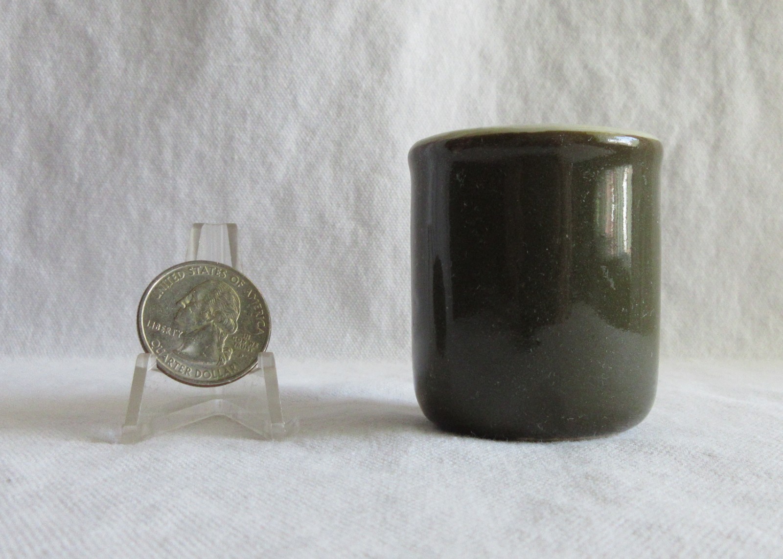 Vintage restaurant ware creamer – white inside and dark green outside ironstone