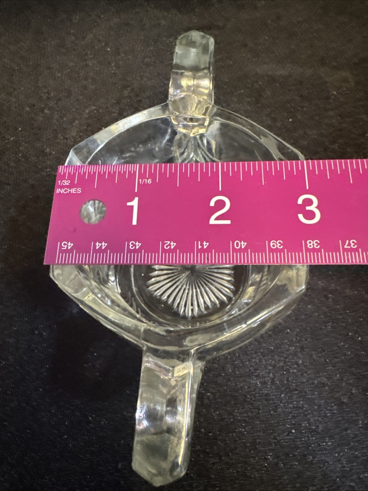 VTG Clear Crystal Glass Sugar Cube Bowl W/Flower Engraved On Sides