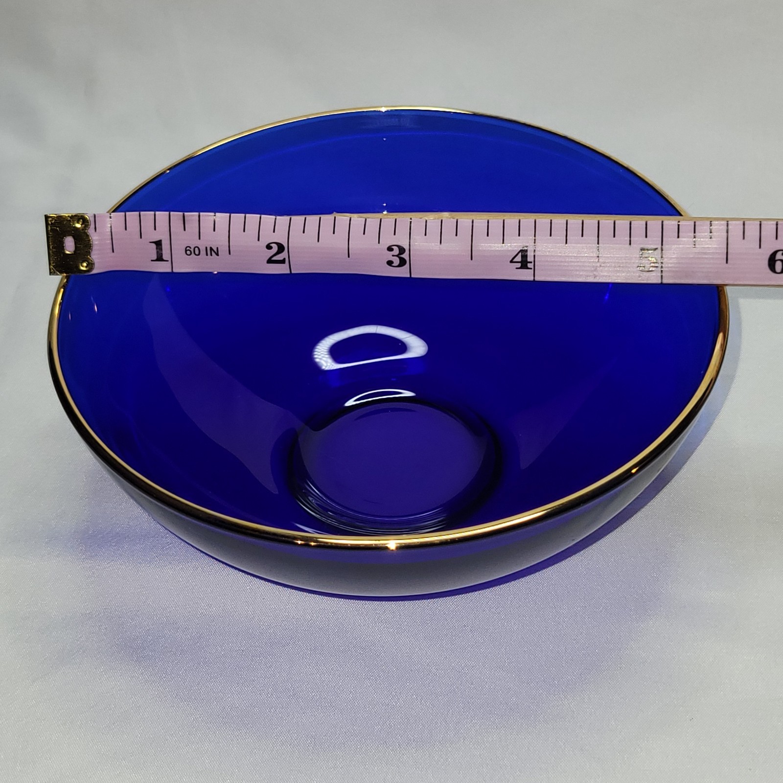 Medici Cobalt Blue mouth Blown Bowls Gold Rim 5.5″ 24k gold rim Lot of 5