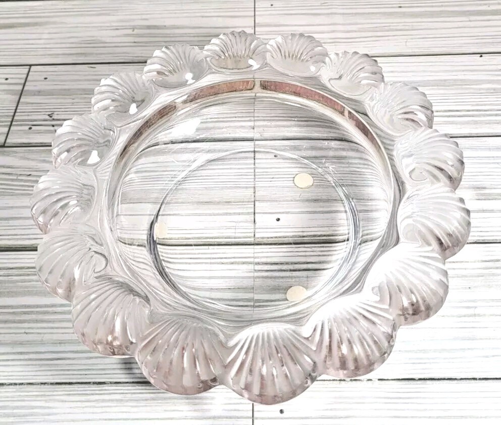 Beautiful Lalique France Crystal Pornic Glass Scalloped Shell Candy Bowl Signed