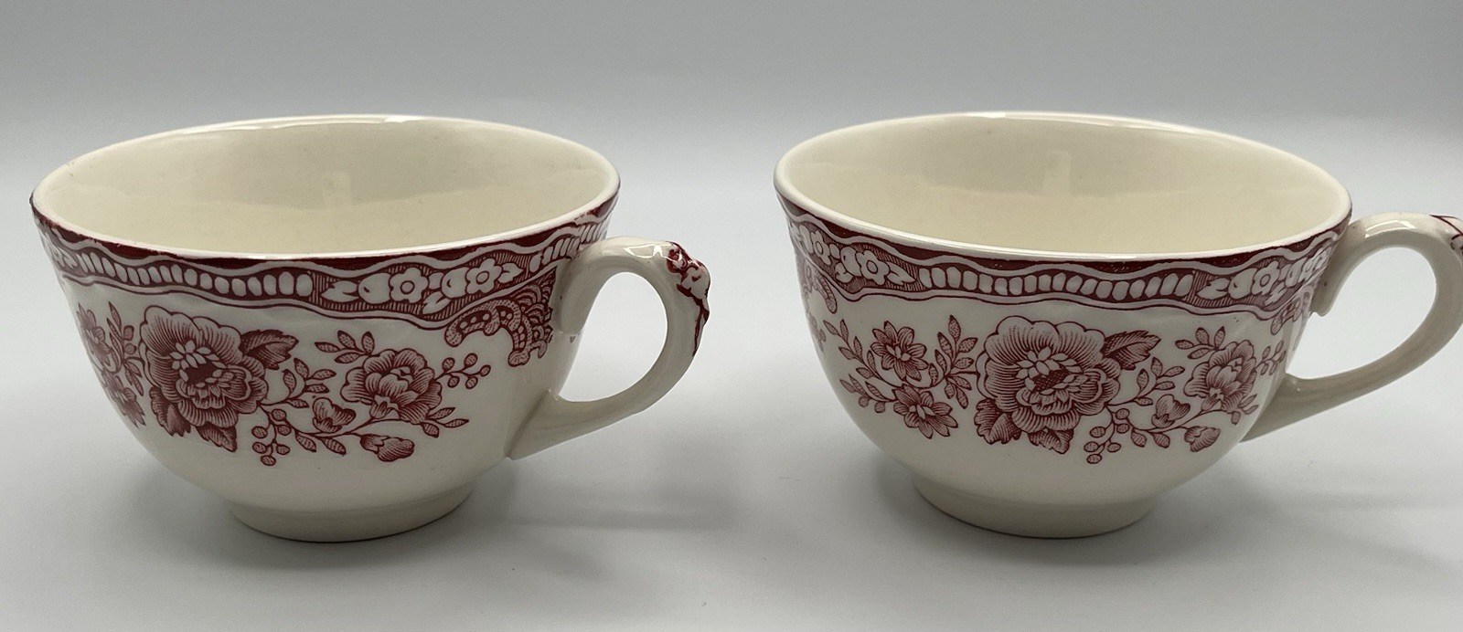 Crown Ducal Bristol Pink Scalloped Edge Tea Cup and Saucer Vintage 1930s