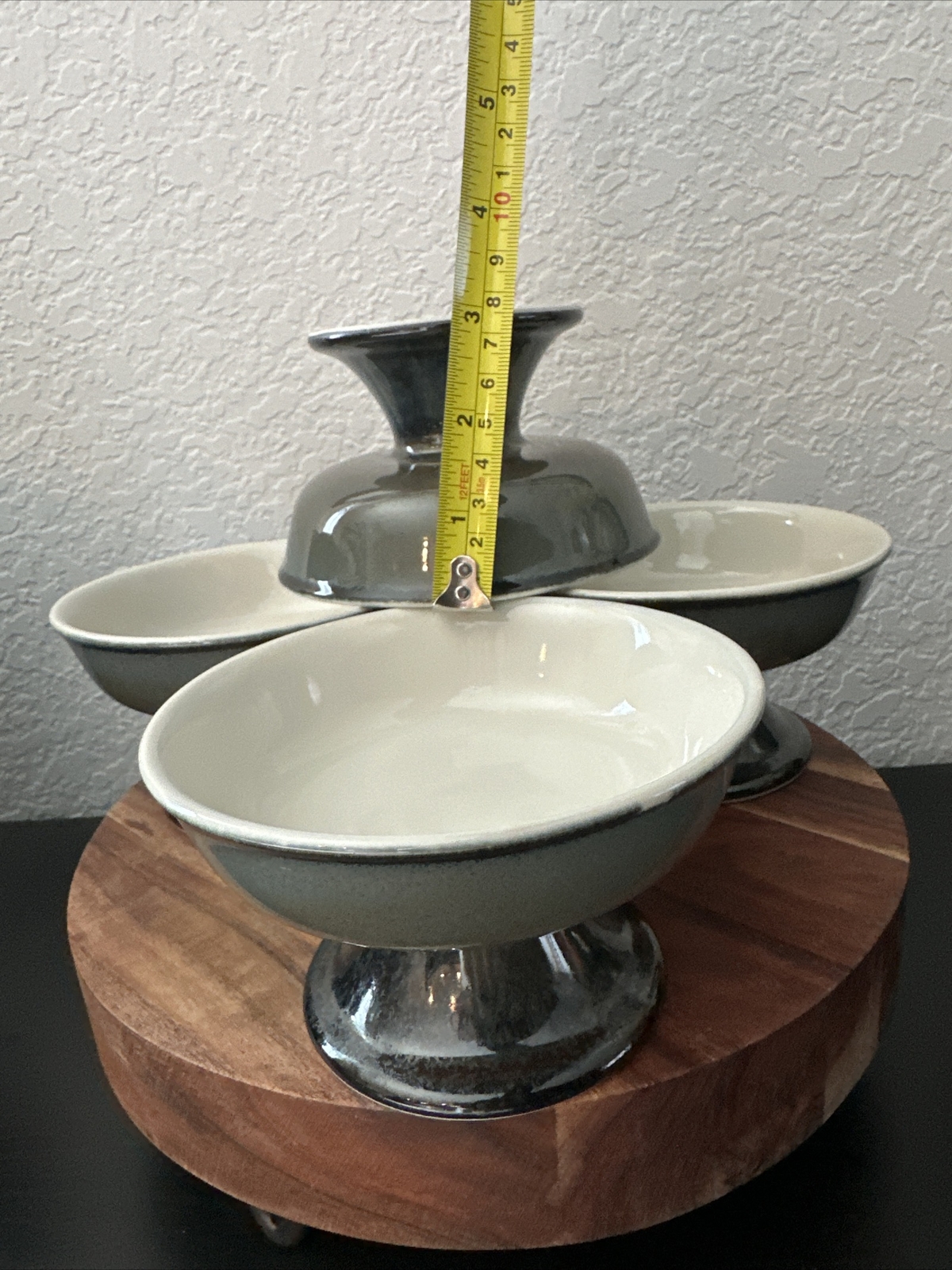 (4) Mikasa Japan Pottery Multicolor Grey Crudités Sorbet Dessert Footed Bowls