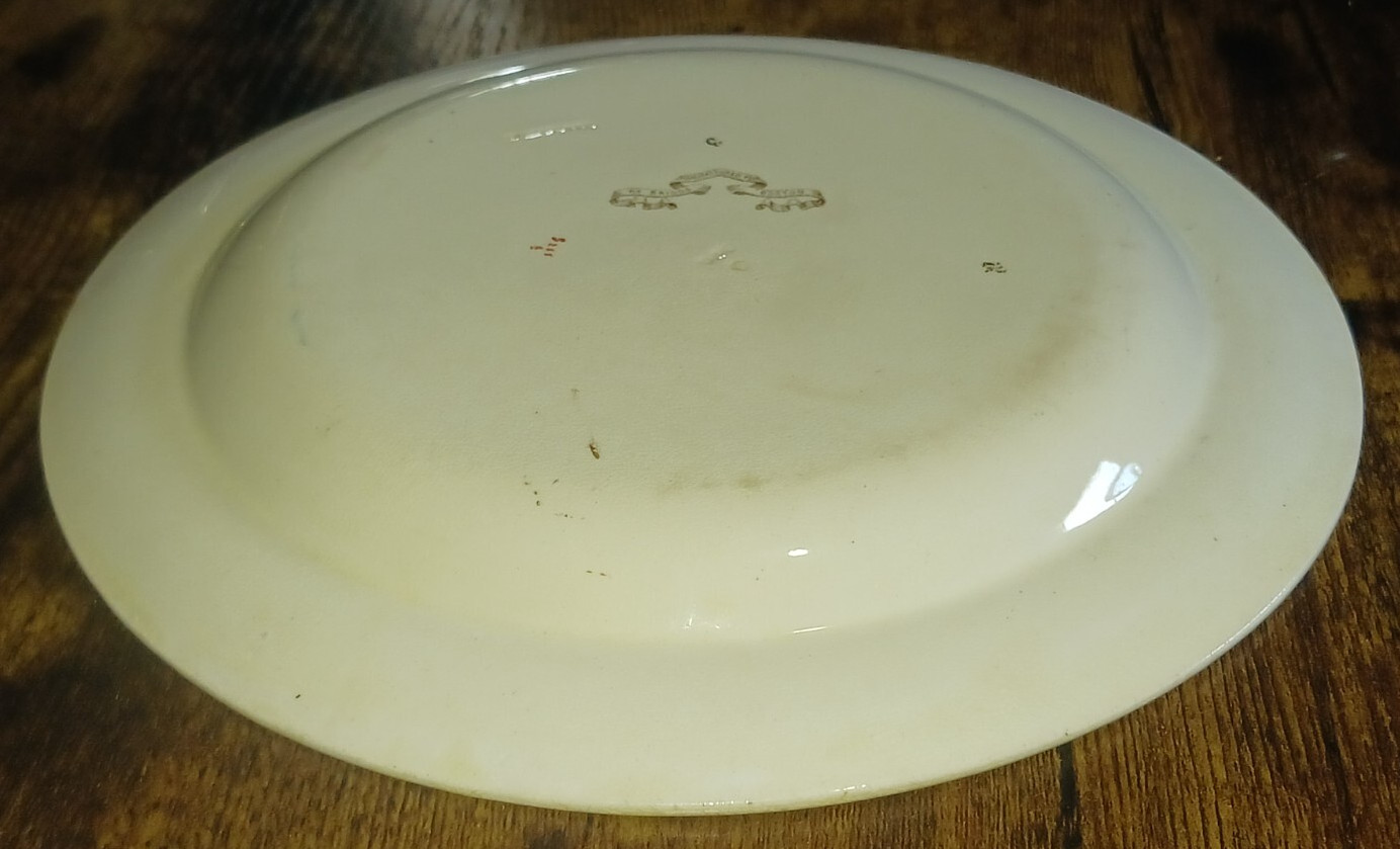Antique Wedgwood G265 For R Briggs Boston 9.75″ Dinner Plate Rust Blue Gold 1874