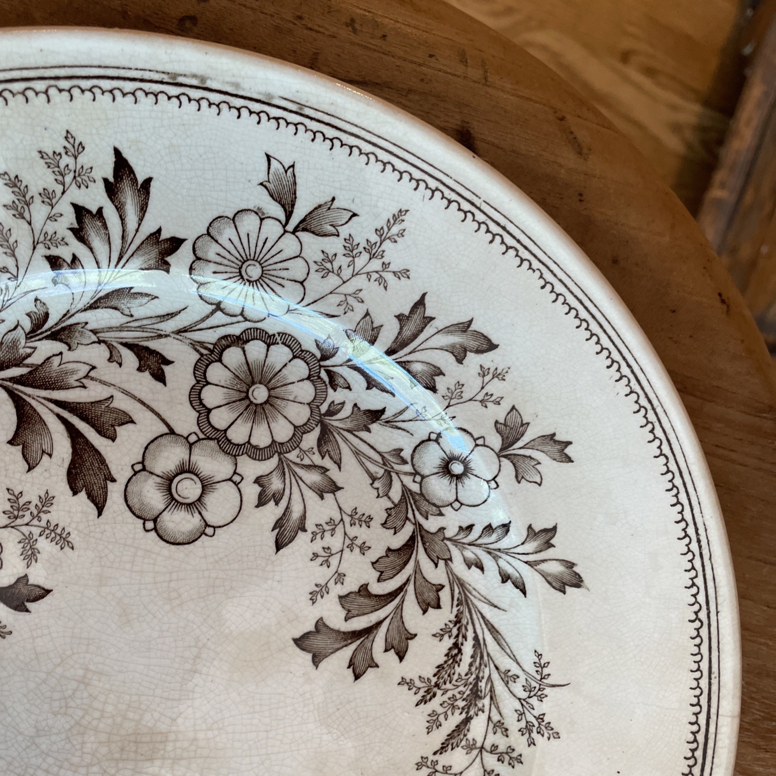 Antique Old Hall Earthenware Hampden Aesthetic Brown Transferware Plate 9”
