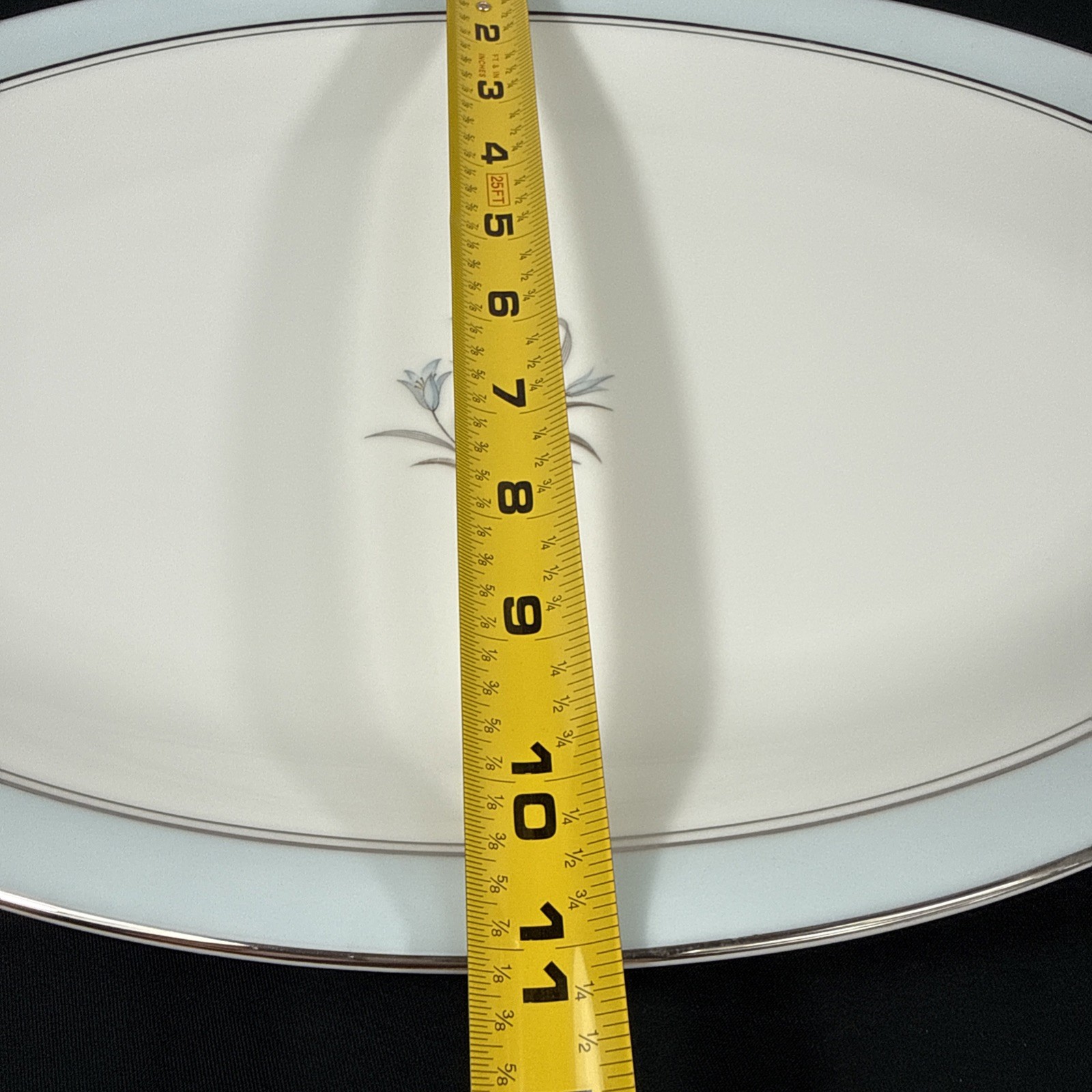 NORITAKE BLUEBELL 5558 JAPAN Blue Flower Platinum Trim 16” OVAL SERVING PLATTER.