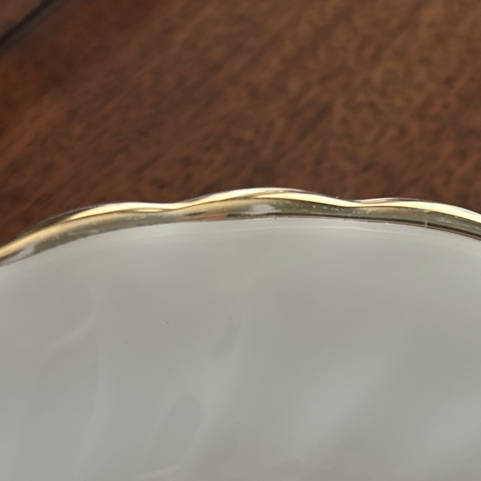 Vintage Anchor Hocking White Swirl Salad/Bread Plates 7.25″ Gold Trim Set Of 2