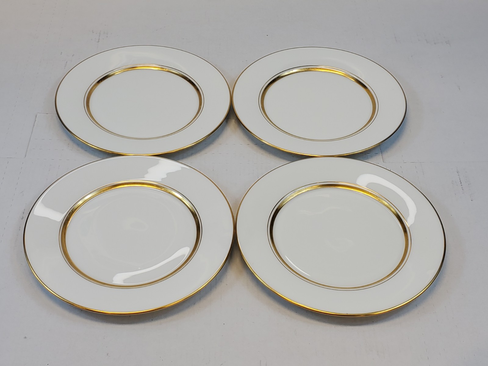 Oxford Lenox Bone China Andover Set Of 4 Salad Plates 6″ White With Gold Trim