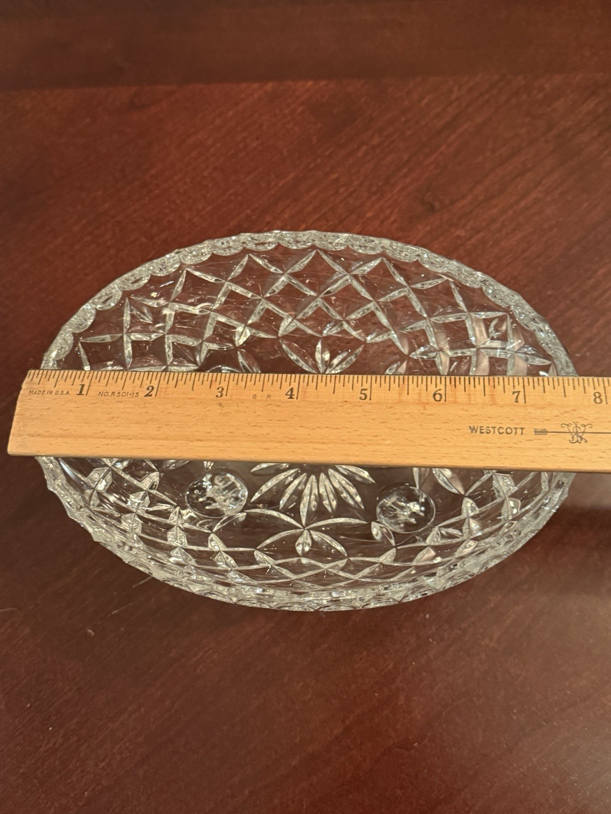 Vintage American Brilliant Period Oval Cut Glass 4 Footed Bowl