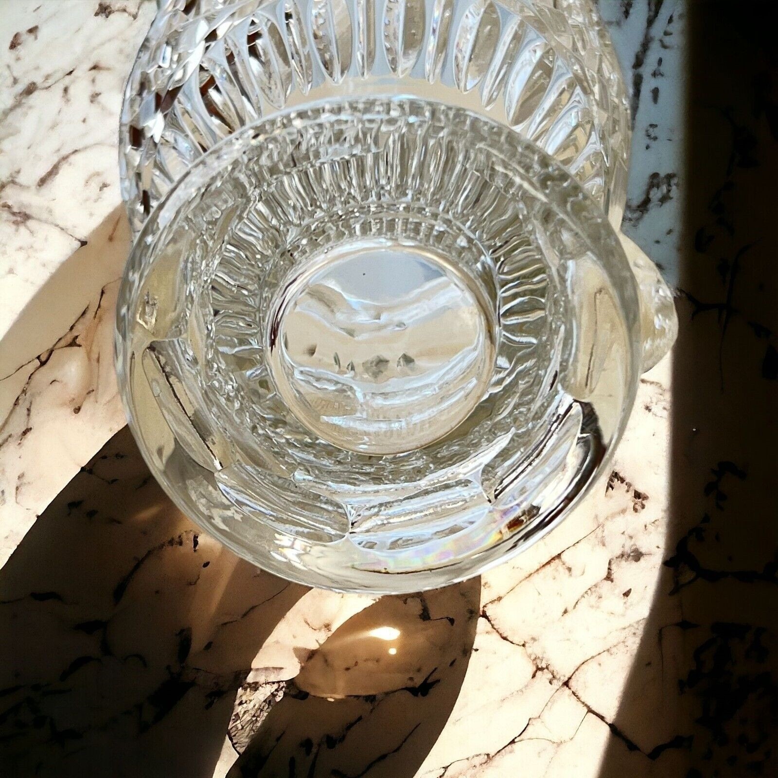 Crystal Pitcher 40 oz Footed Decorative 9 1/2″ Tall Applied Handle Unbranded