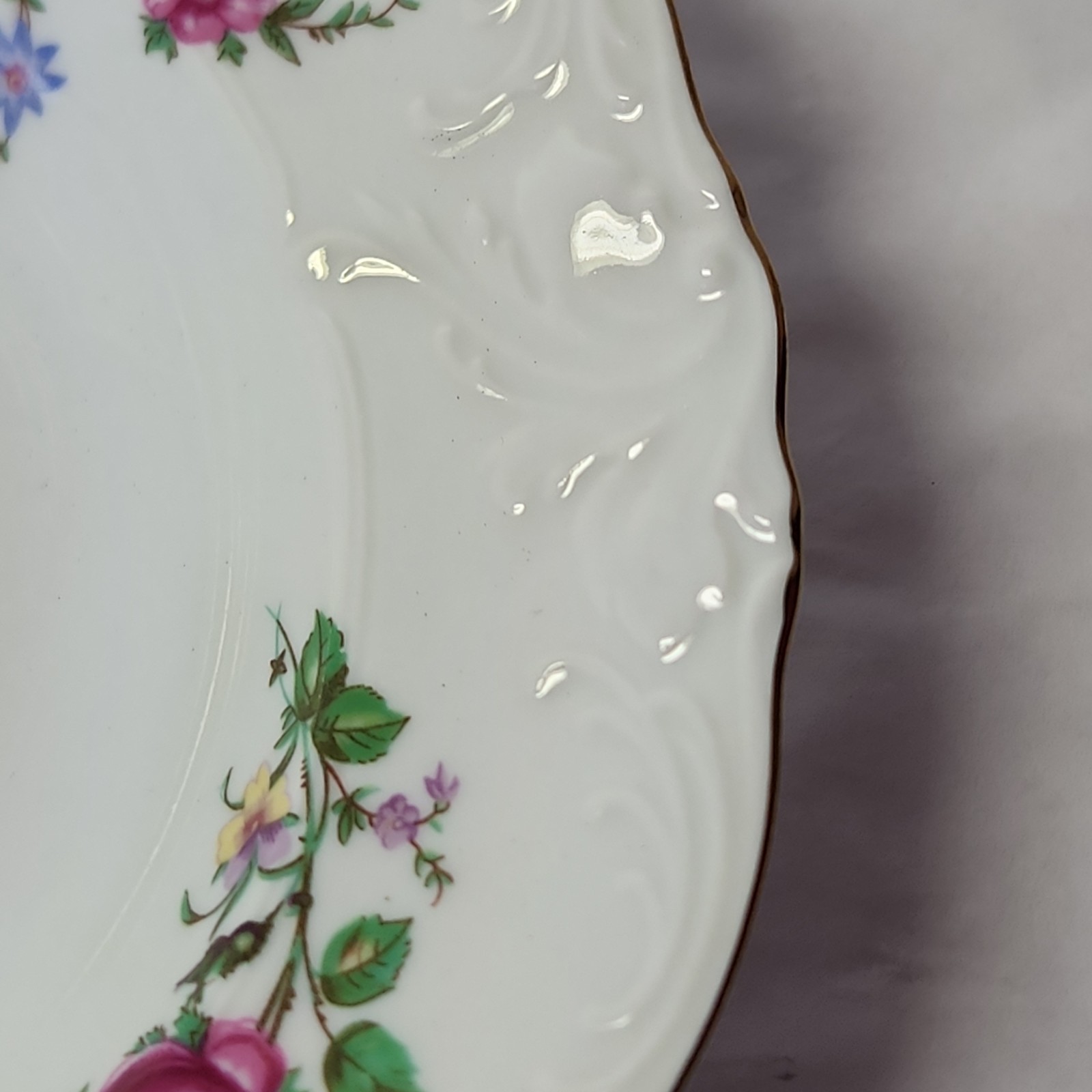 2 Rimmed Soup Bowl Floral Vintage Wawel China, ROSE GARDEN Made In Poland 8 1/8″