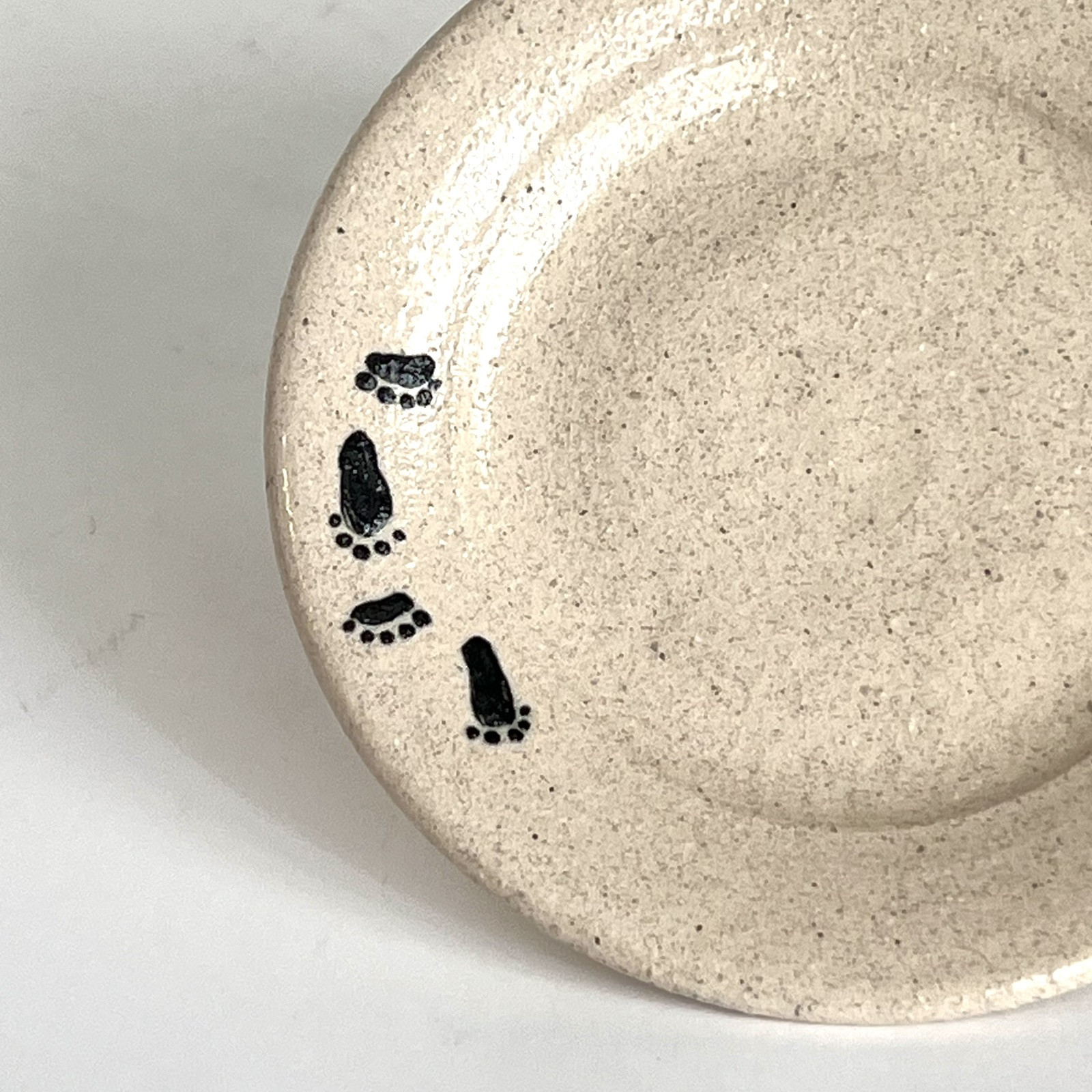 Vintage MPC Pottery Mini Plate With Footprints 3.5 Inches Cottage Edgerton, WI