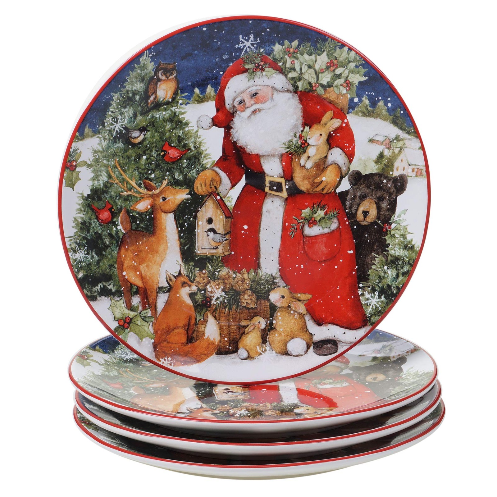 Magic of Christmas 16pc Ceramic Dinnerware Set – Santa and Multicolor