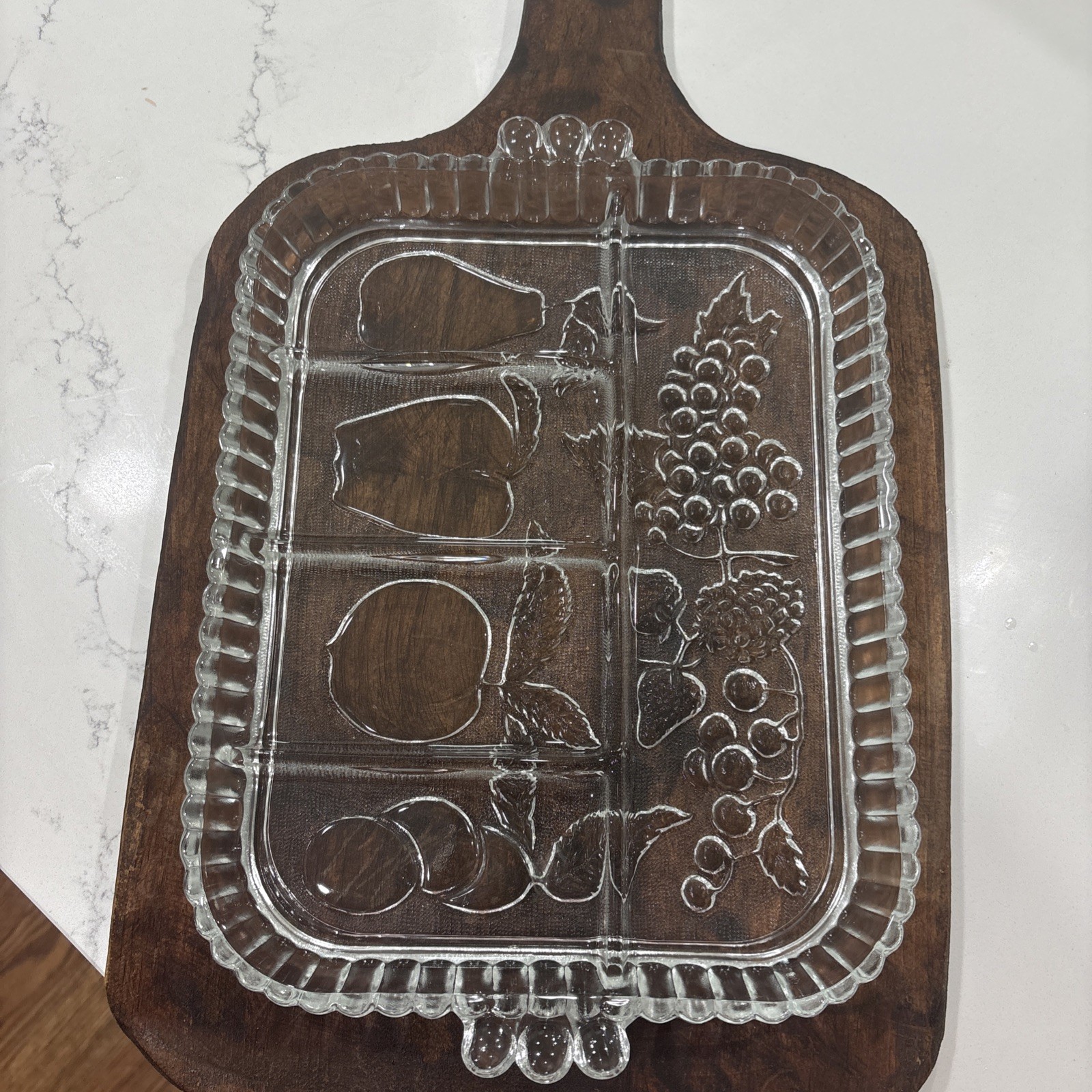 Vintage Indiana Glass Divided 5 Part Serving Relish Tray Platter Dish Fruit…EX