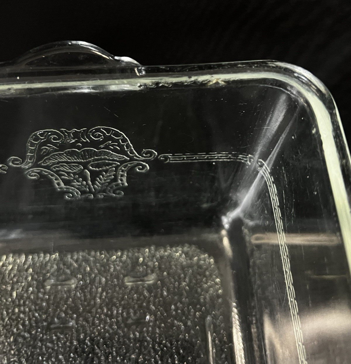 Vintage Glasbake 254 Loaf Pan Clear Glass Baking Dish Art Deco Pattern USA