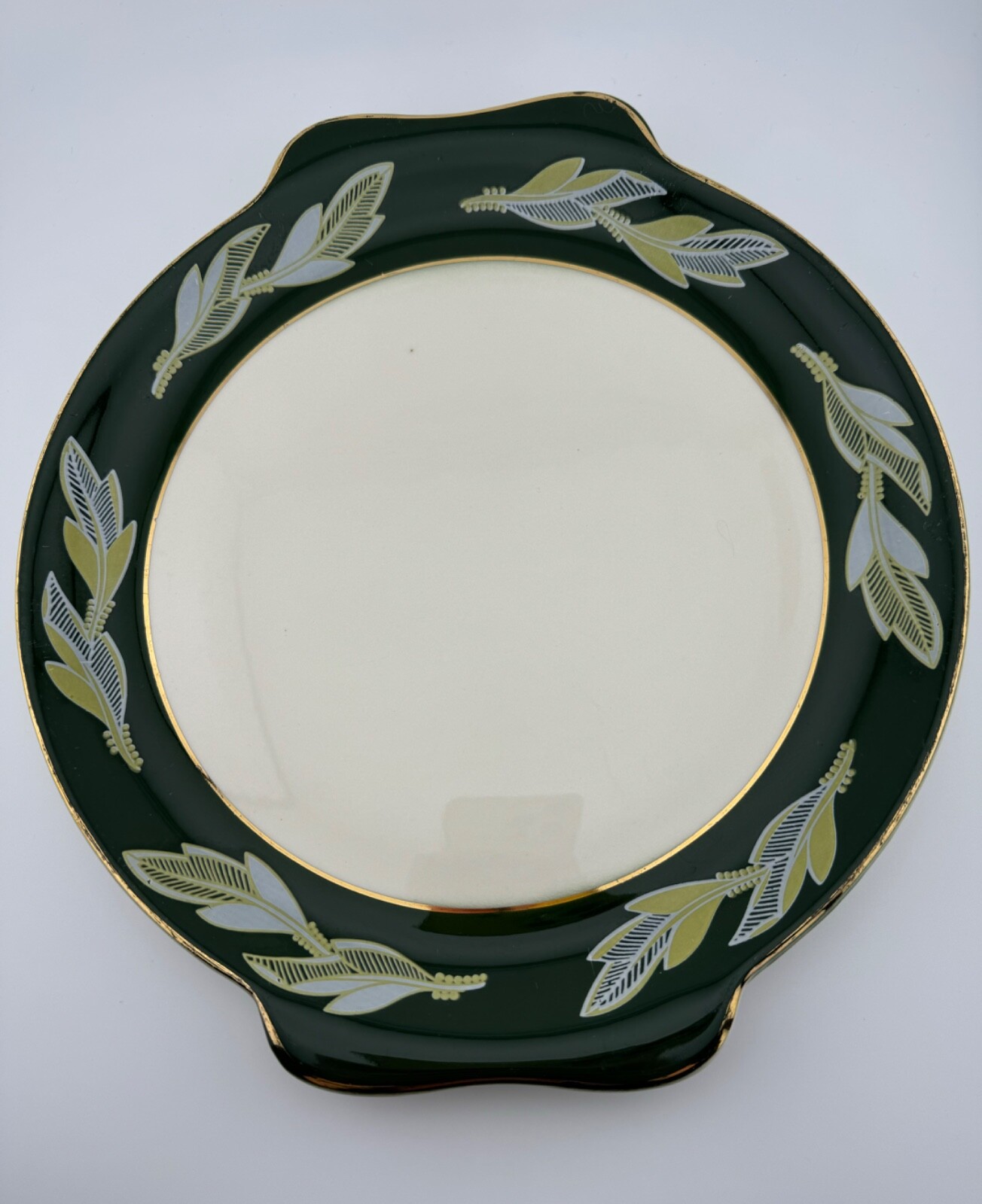 Coronet by Salem 23k Gold trim Platter Plate Green Leaf 53u