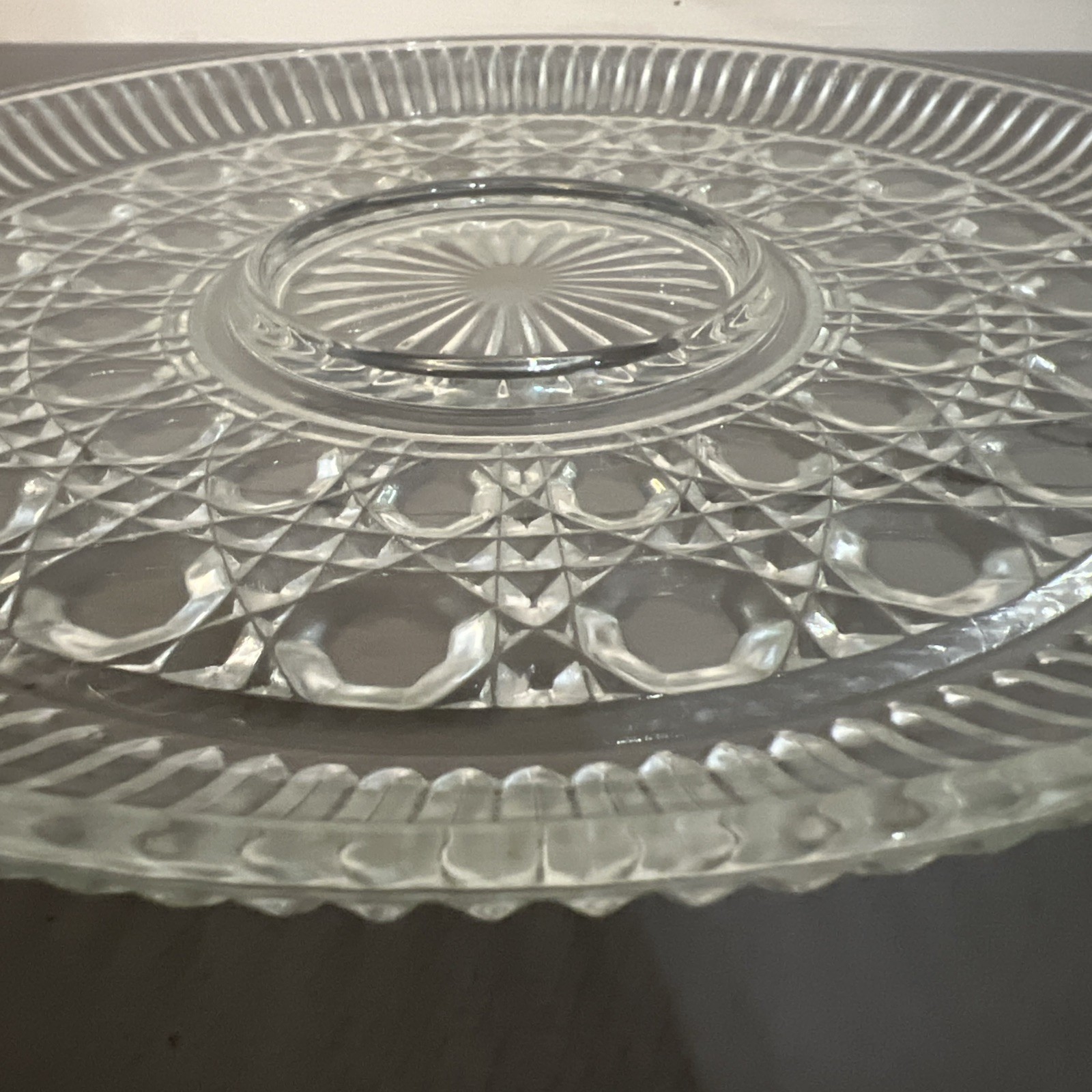 Federal Clear Glass Windsor Platter/Button & Cane Serving Plate 1970s