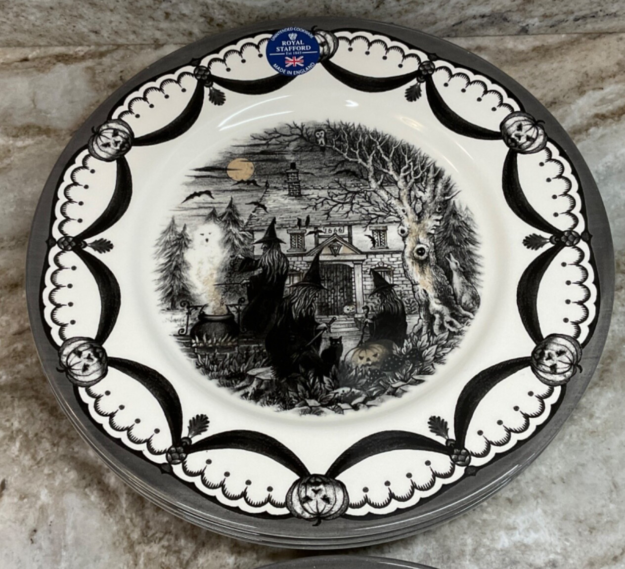 The Witches Coven Dinner Plates By Royal Stafford Halloween 11 Inch Set Of 4 New