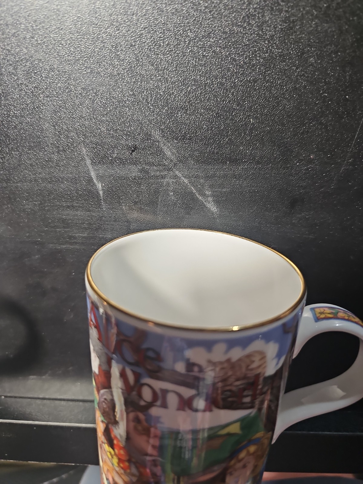 James Sadler Classic Stories Alice in Wonderland Mug-Bone China Gold Trim