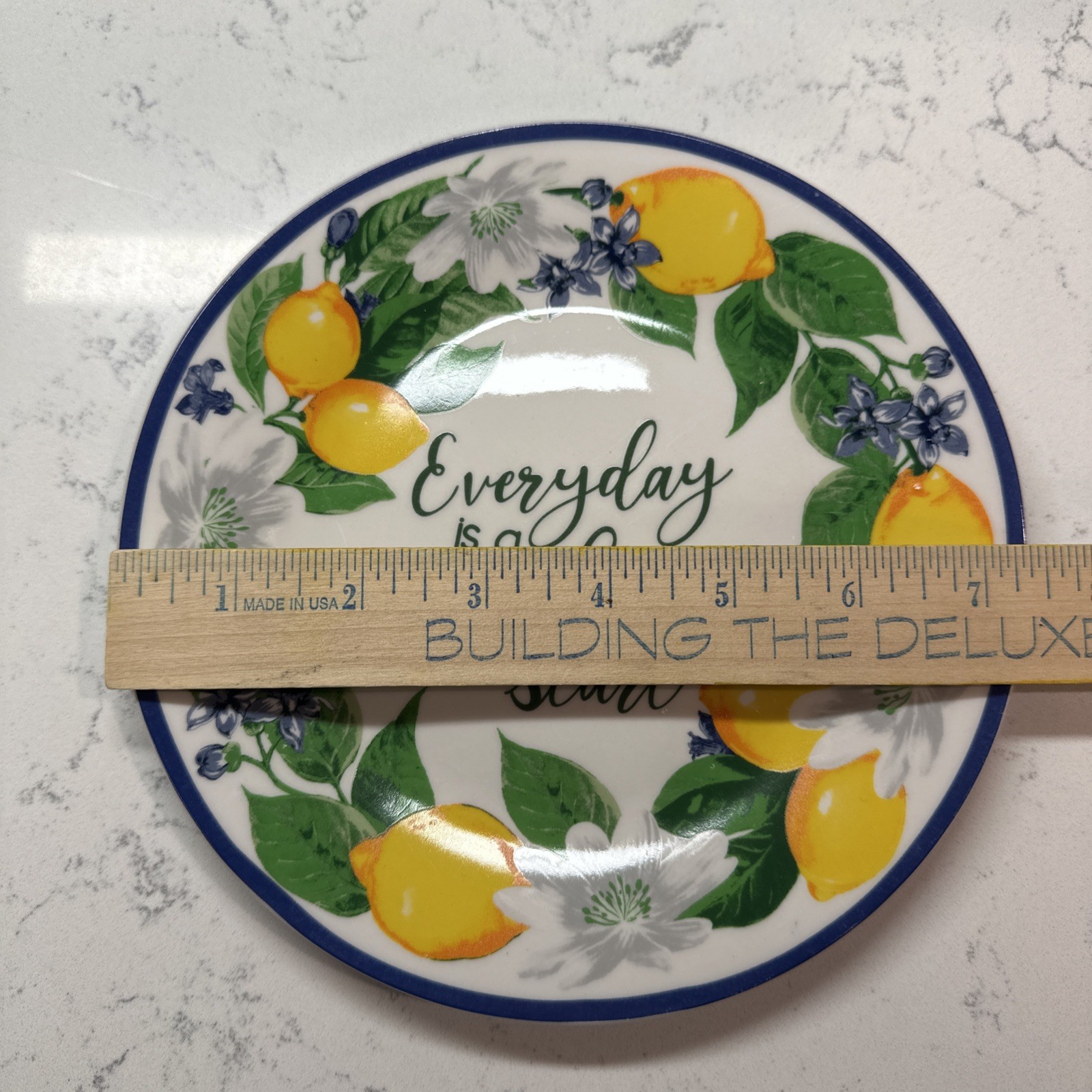 Royal Norfolk~Lemon Floral 7.25” Plates “Everyday is a Fresh Start” Set of 4 NEW