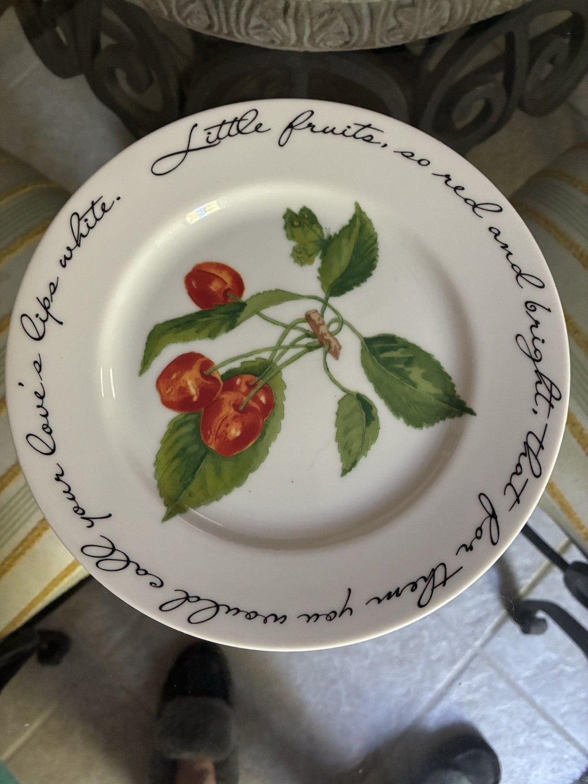 2 Dessert Plates ORCHARD SUITE by WILLIAMS-SONOMA Cherries & Pears Pristine